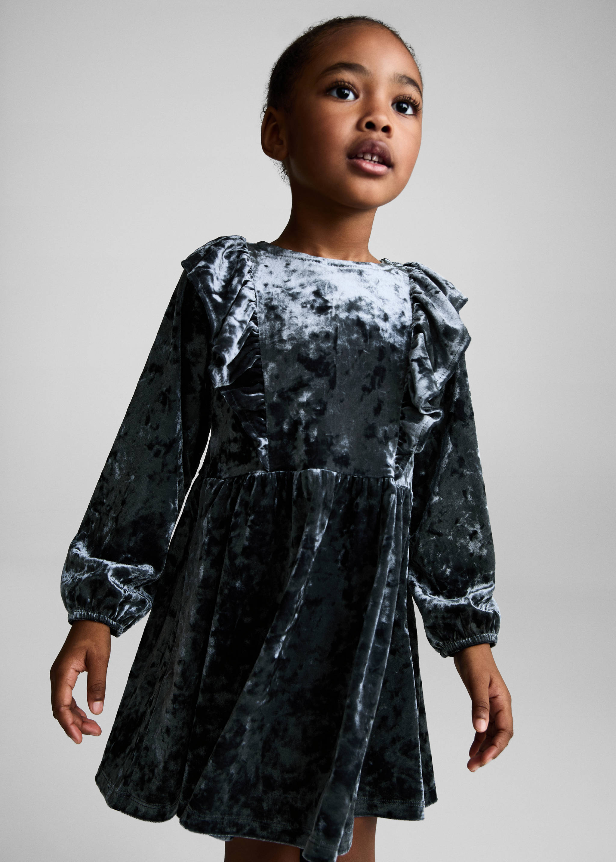 Fluwelen jurk met ruche - Middenvlak