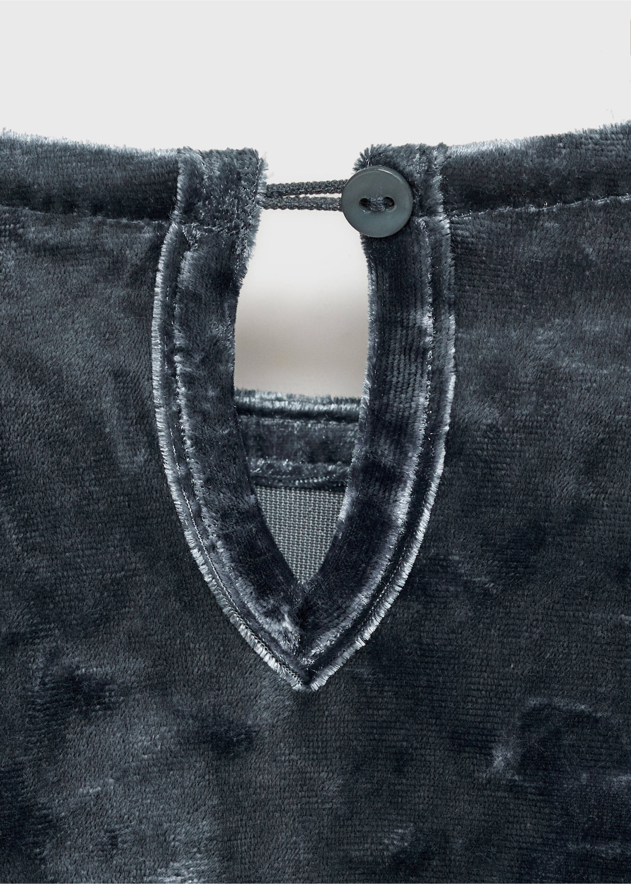 Vestido terciopelo volante - Detalle del artículo 0, Azul. Ref: 77059236-00.