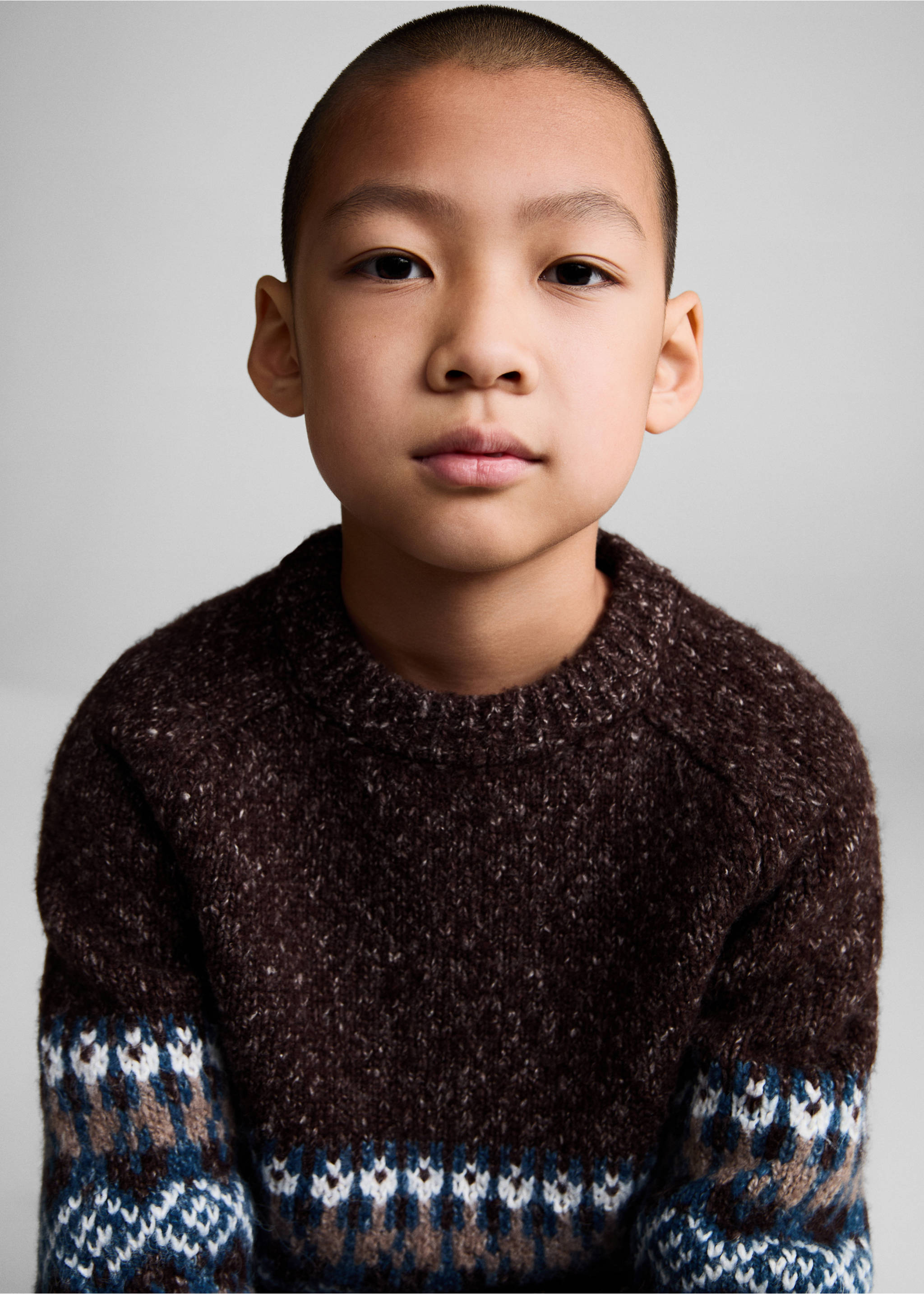 Jacquard knitted sweater - Details of the article 1, Maroon. Ref: 77059243-00.