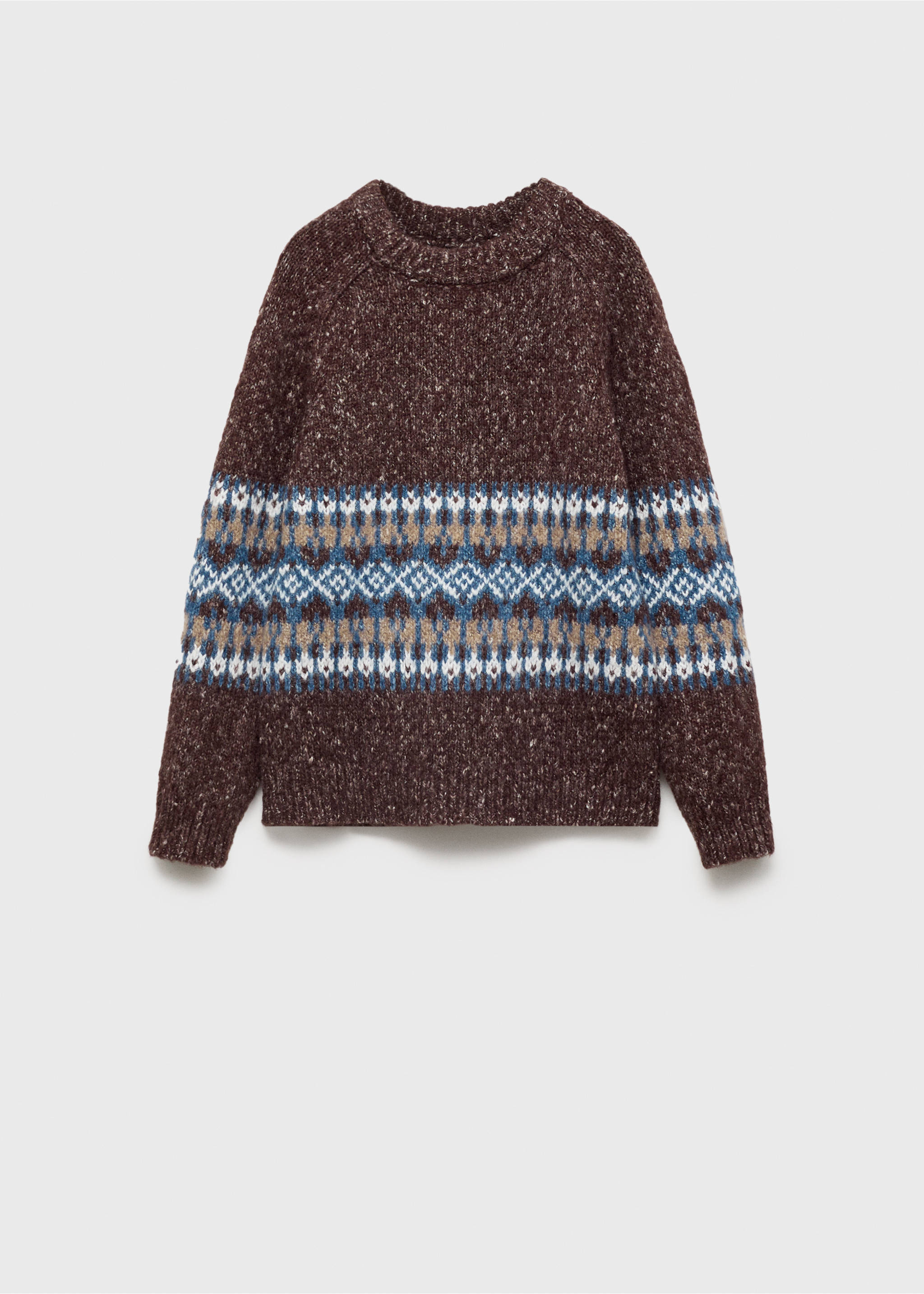Jacquard knitted sweater - Article without model, Maroon. Ref: 77059243-00.