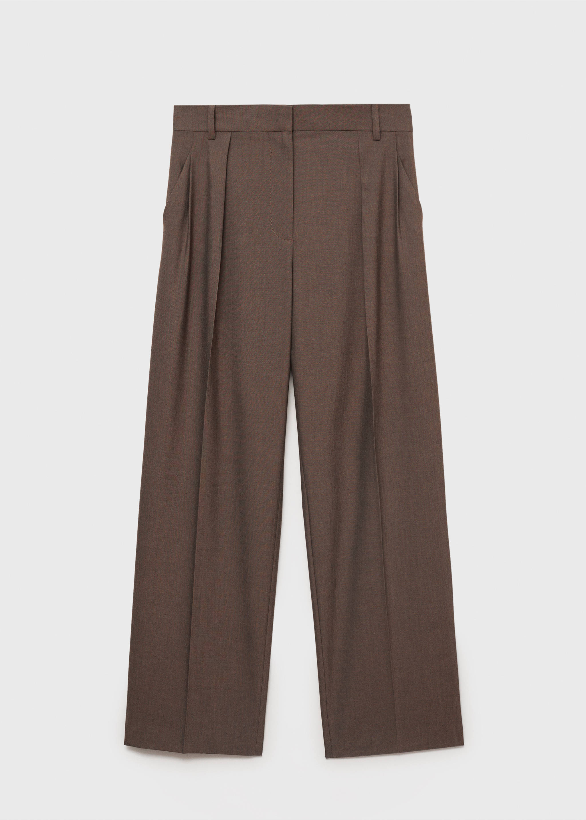 Straight-fit pleated trousers - Article without model, Brown. Ref: 77059409-00.