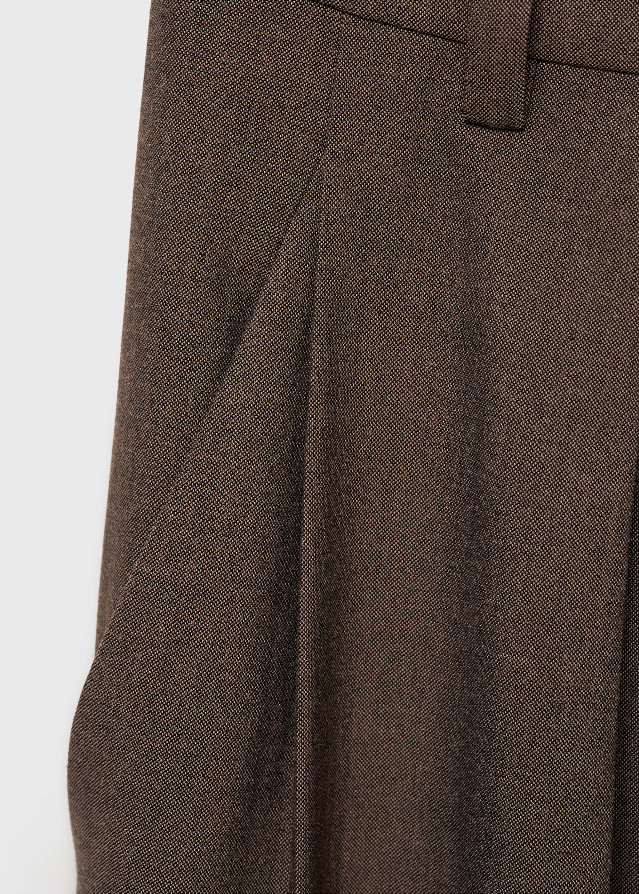 Straight-fit pleated trousers - Details of the article 0, Brown. Ref: 77059409-00.