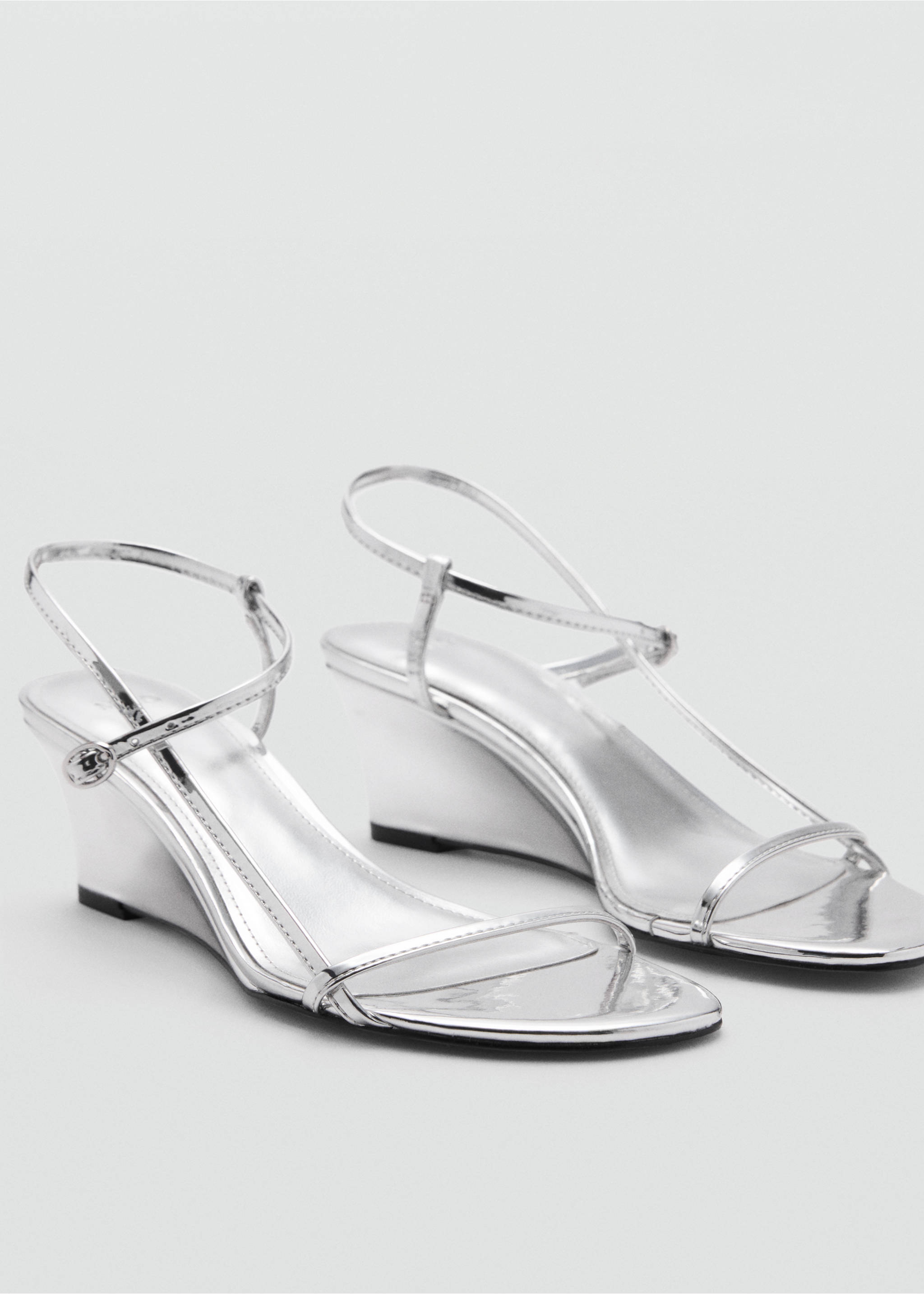 Metallic heel sandals - Medium plane, Silver. Ref: 77060336-00.