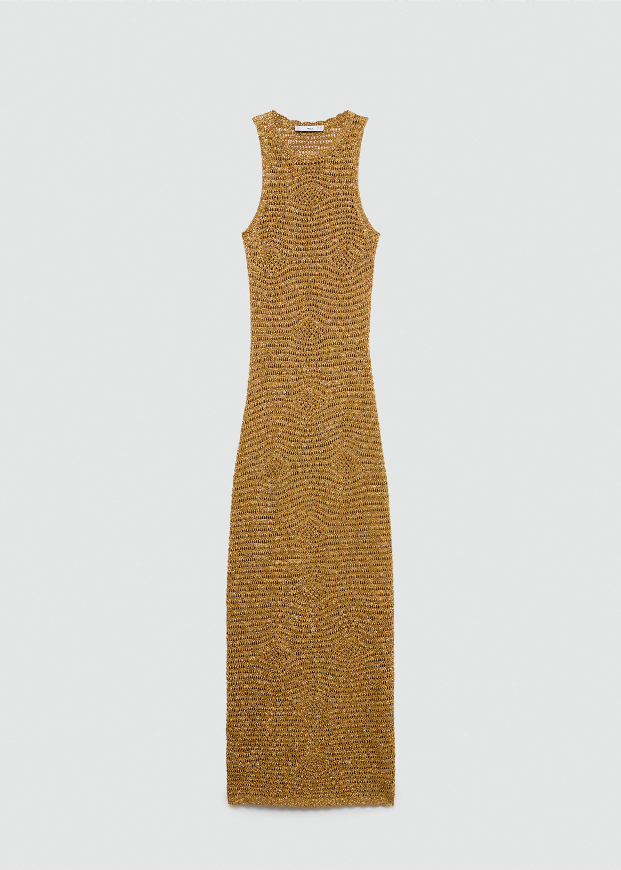 Long lurex crochet dress - Article without model, Gold. Ref: 77060341-00.