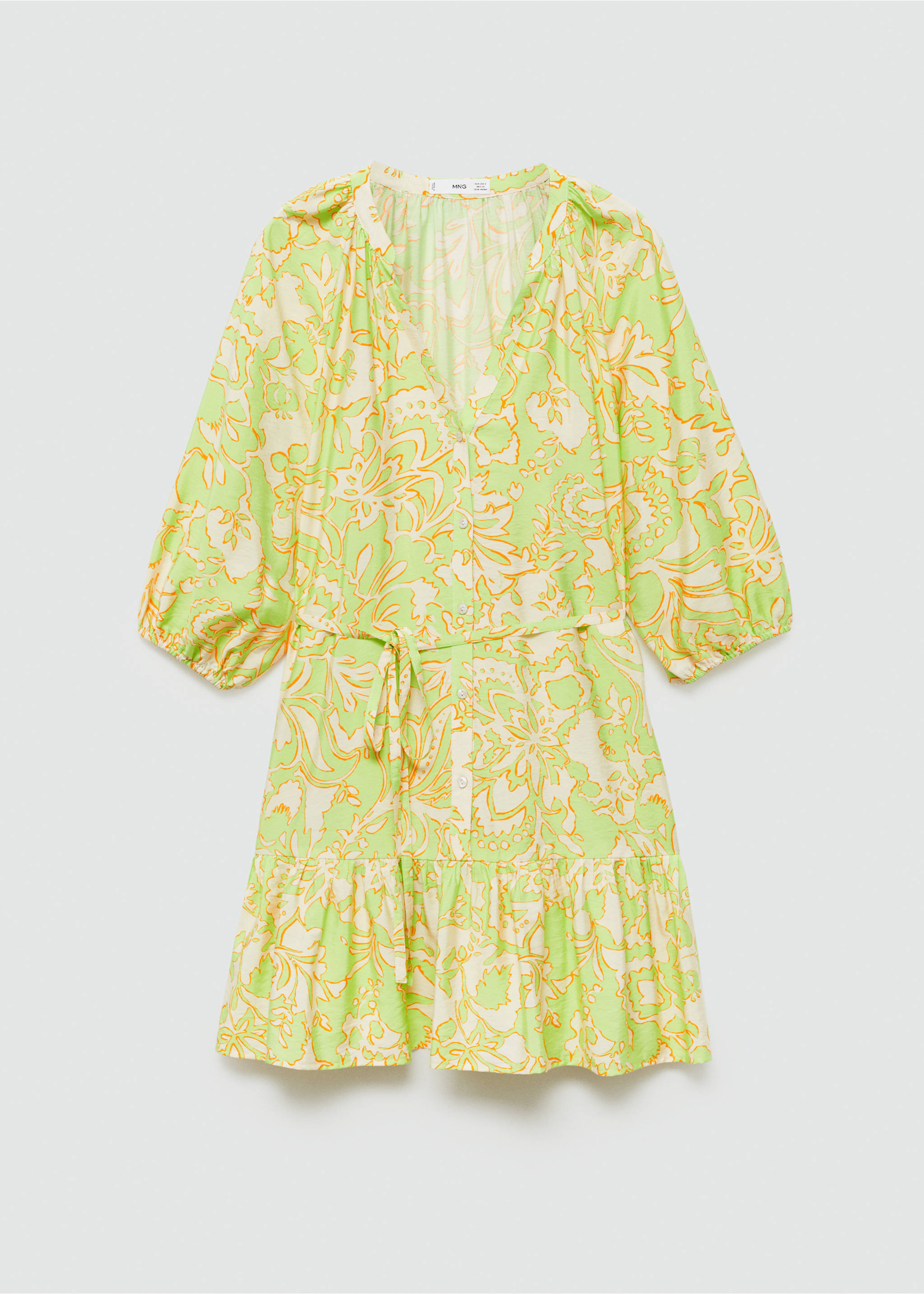 Robe imprimée à nœud - Article sans modèle, Citron vert. Ref: 77060344-00.