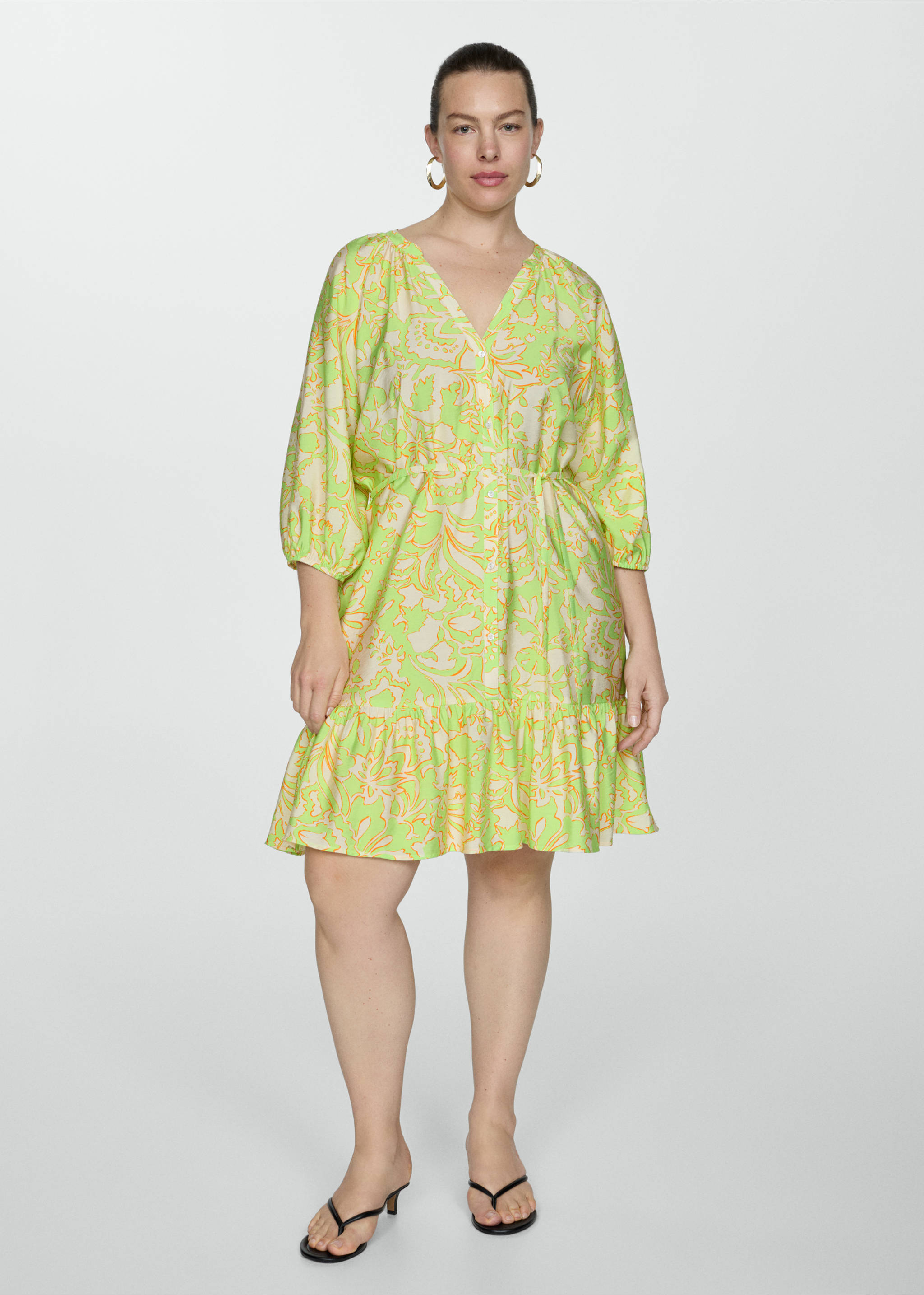 Robe imprimée à nœud - Détail de l'article 3, Citron vert. Ref: 77060344-00.