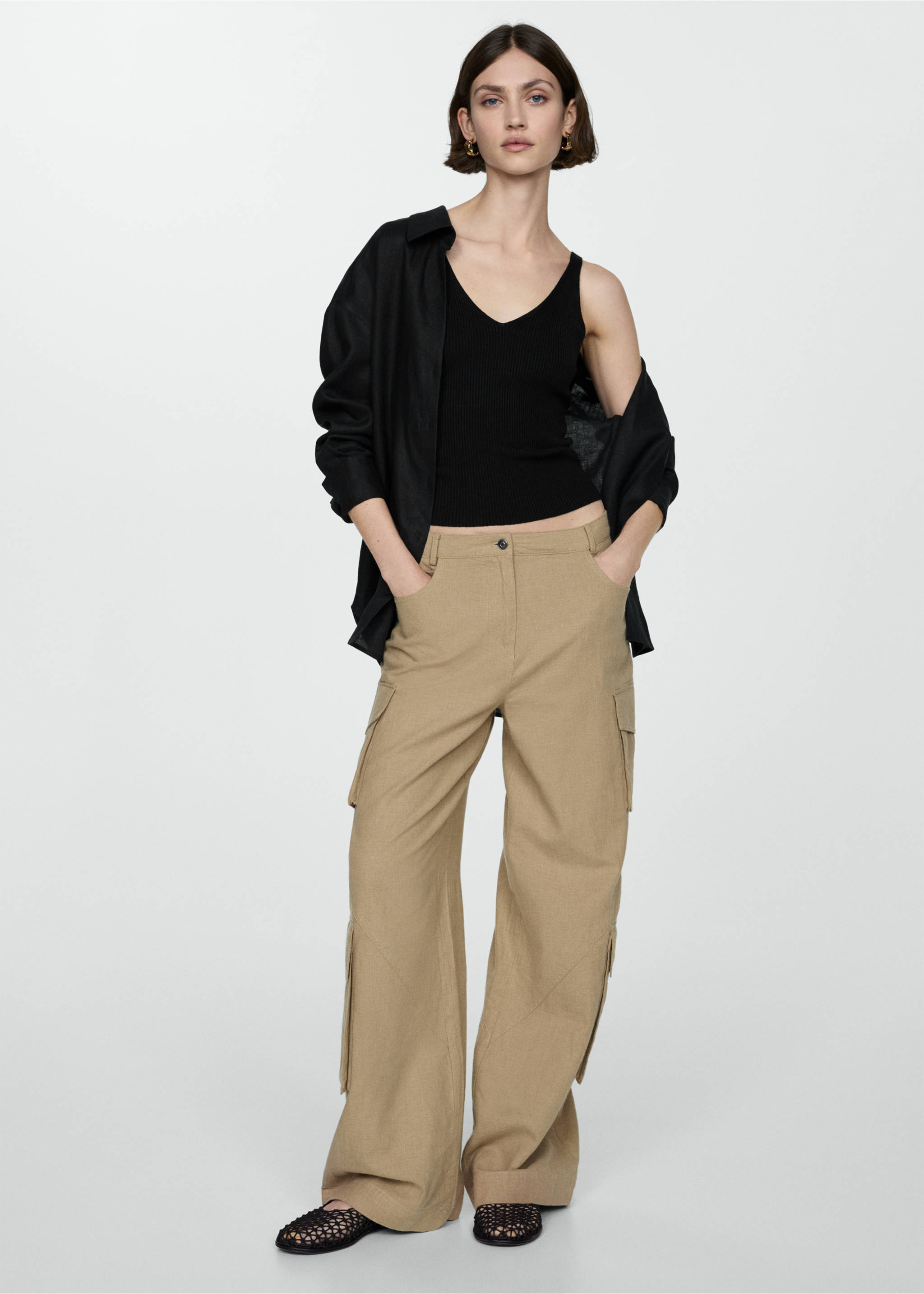 Top maille bretelles - Plan général, Noir. Ref: 77060353-00.