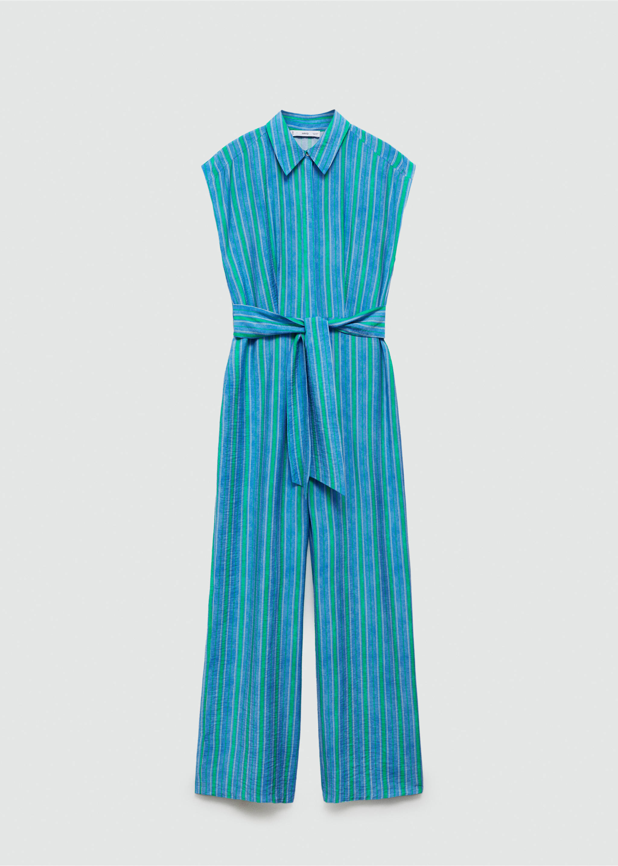 Shirt jumpsuit with bow - Article without model, Blue. Ref: 77060354-00.