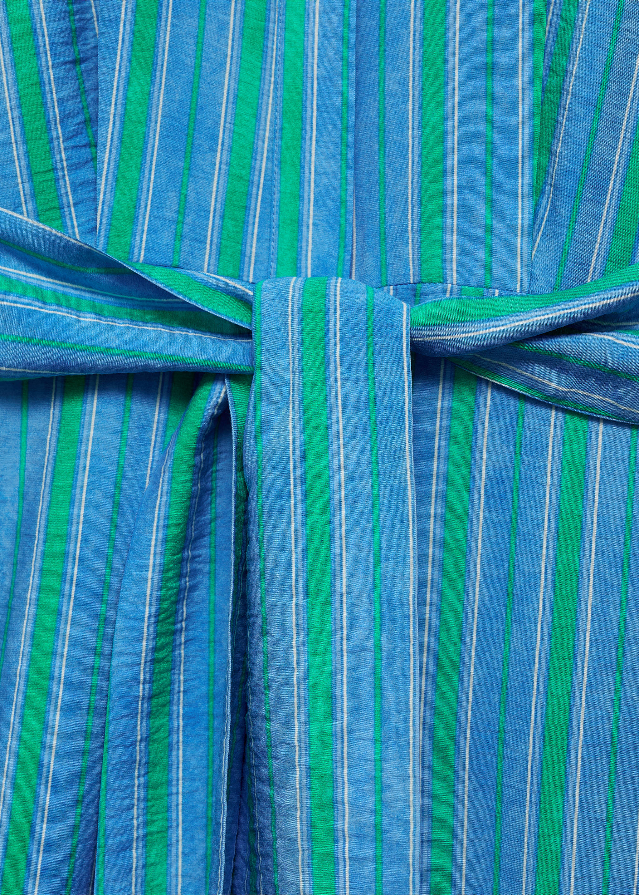 Shirt jumpsuit with bow - Details of the article 8, Blue. Ref: 77060354-00.