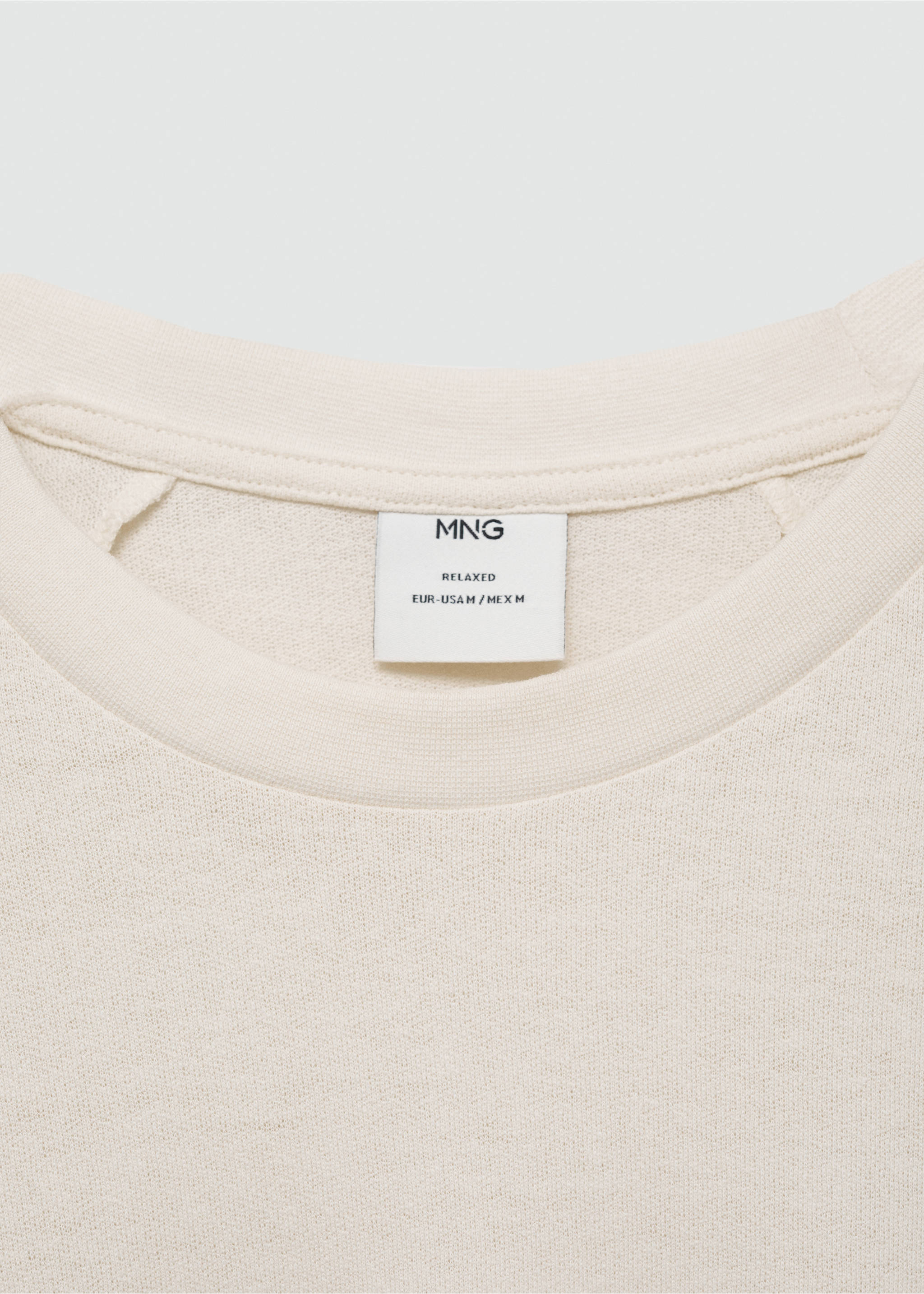 Relaxed fit cotton t-shirt - Details of the article 8, Ecru. Ref: 77060356-00.