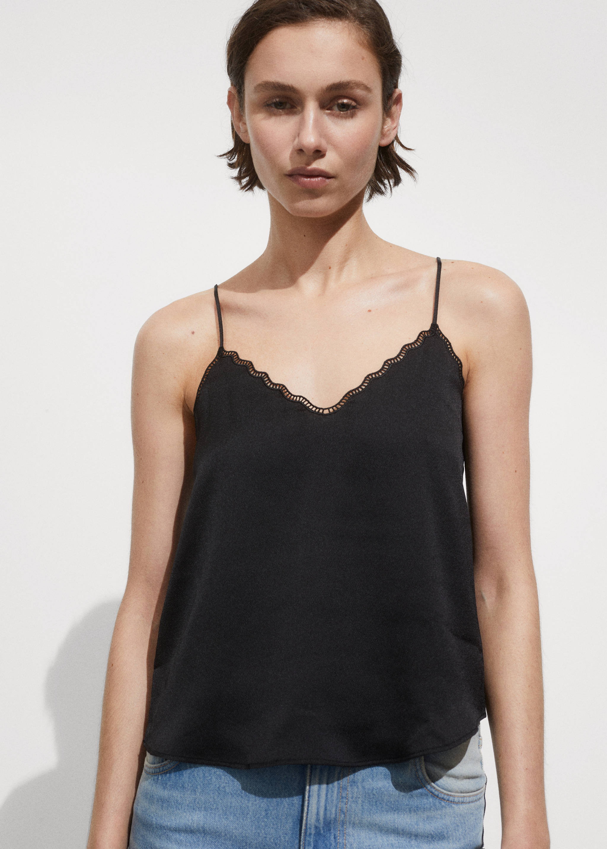 Satin top with straps - Medium plane