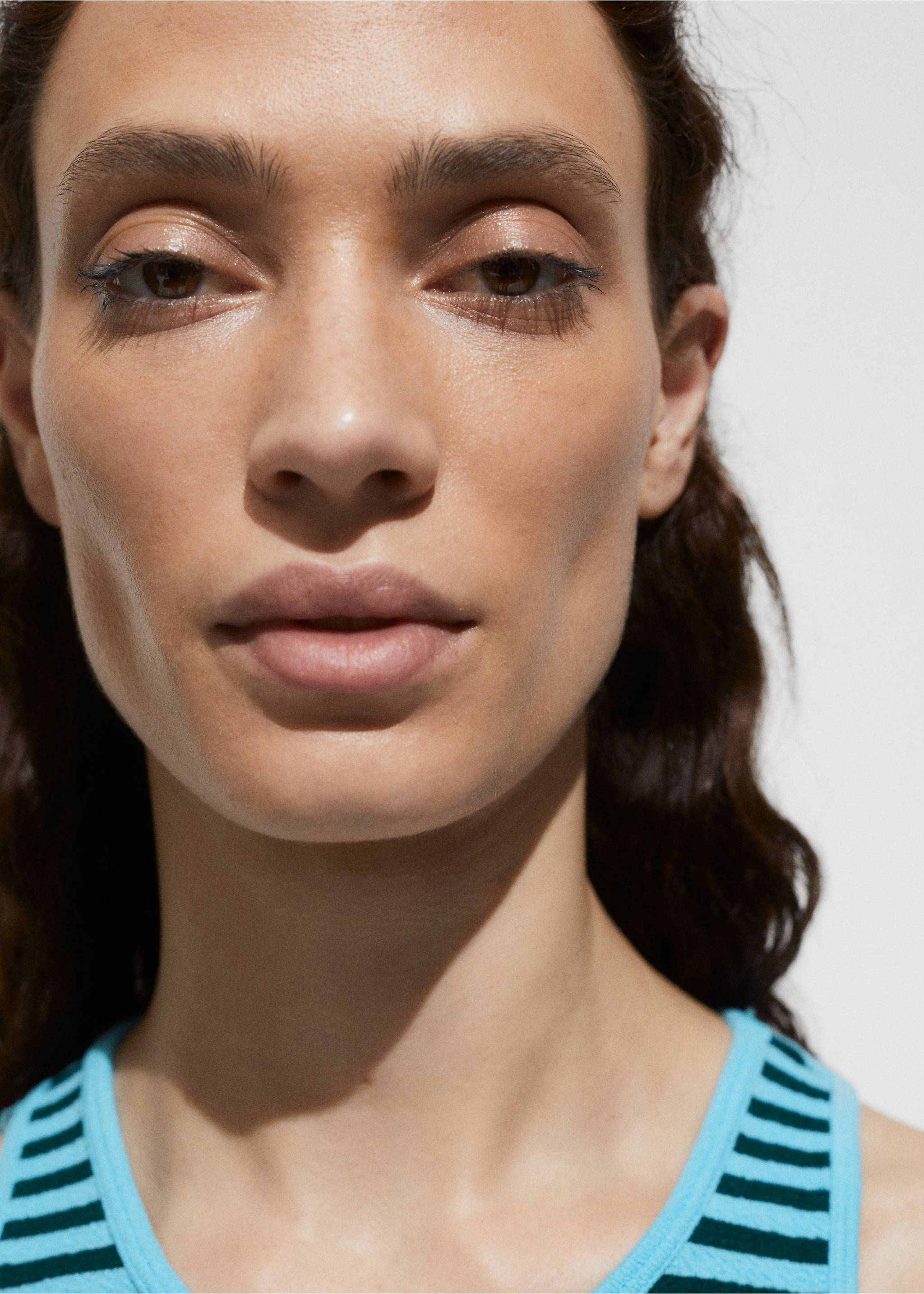 Striped knit top - Details of the article 1, Blue. Ref: 77060365-00.