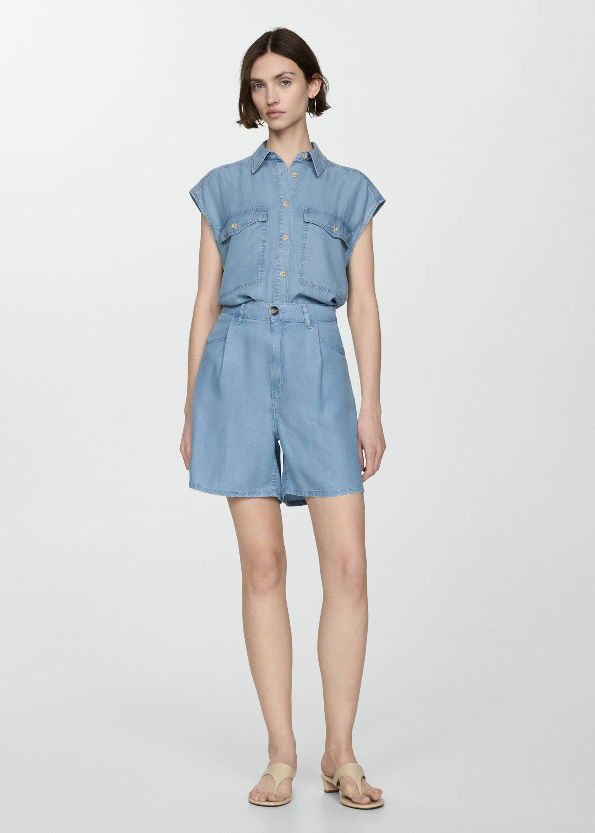 Bermudashorts aus Lyocell mit Bundfalten - Allgemeine Ansicht