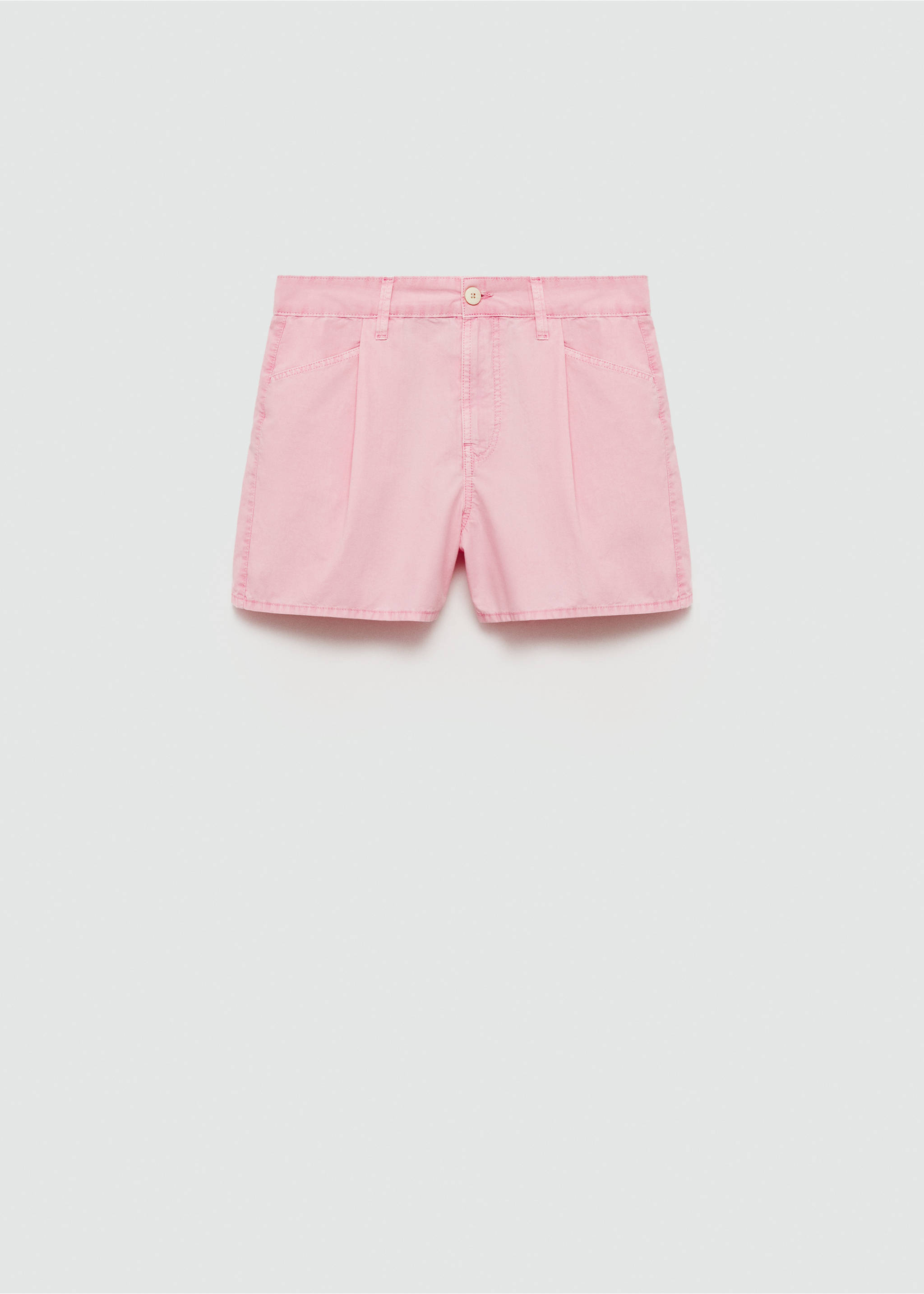 Straight-fit denim shorts - Article without model, Pastel Pink. Ref: 77060377-00.