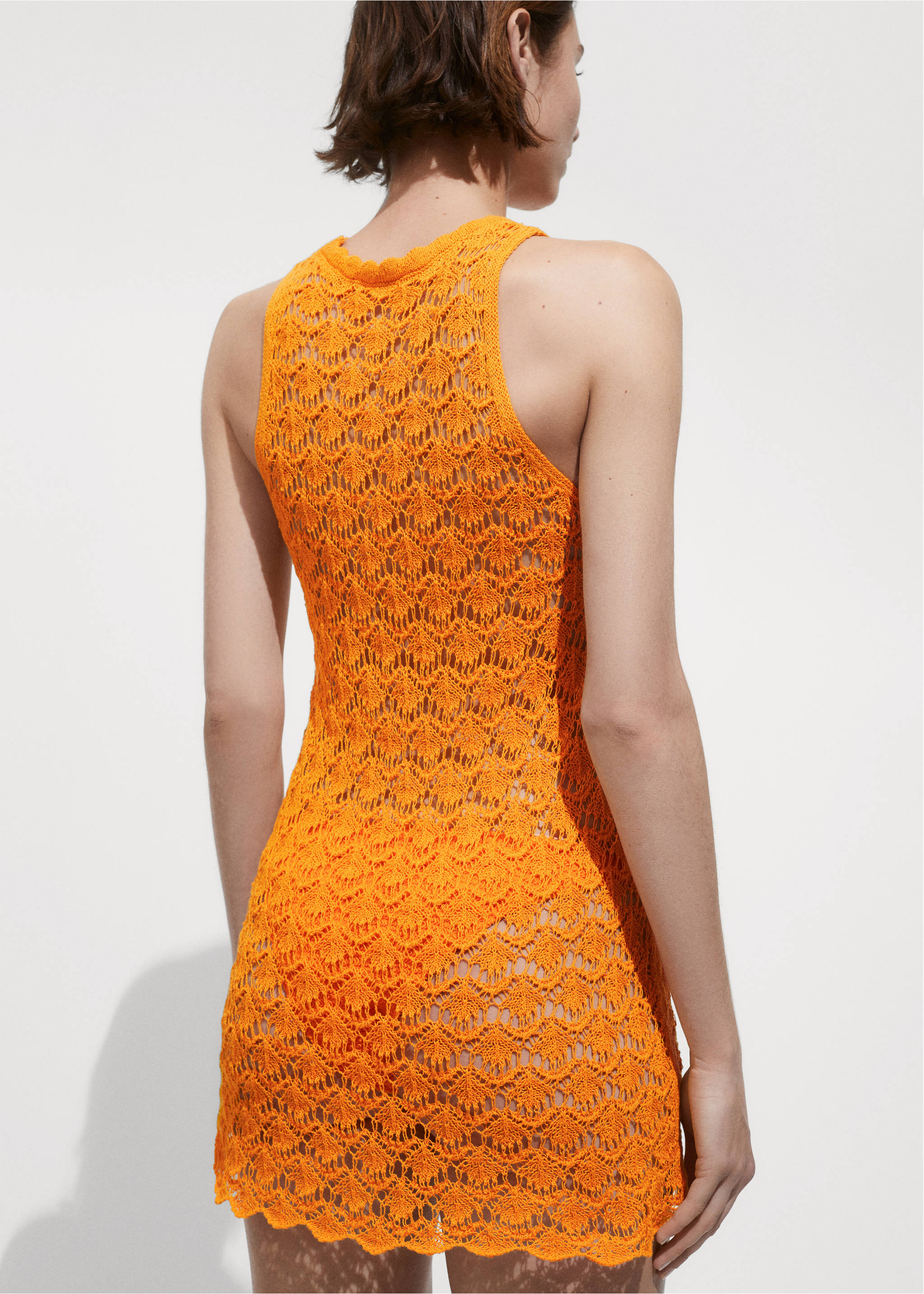Crochet short dress - Reverse of the article, Orange. Ref: 77060379-00.