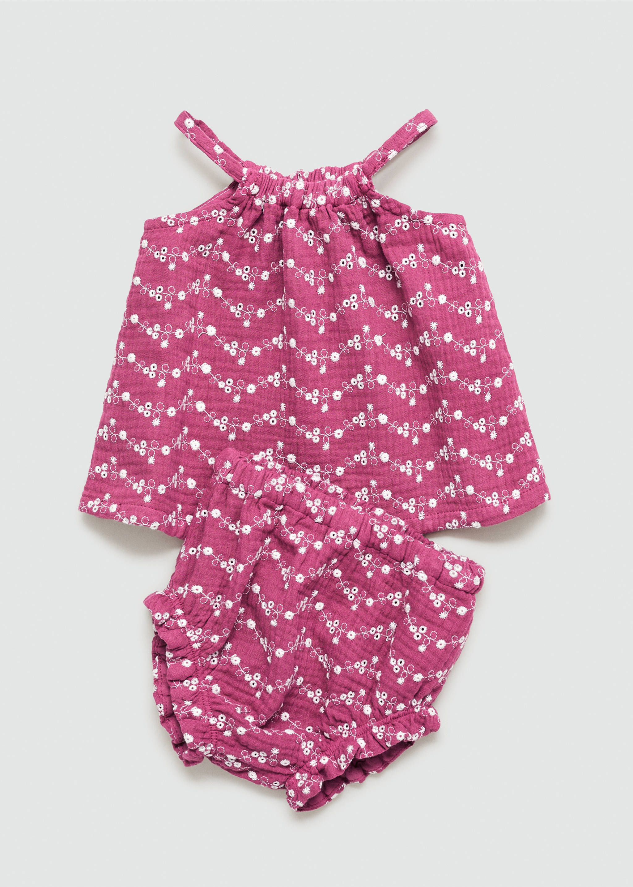 Floral embroidered shorts - Details of the article 7, Wine. Ref: 77060381-00.