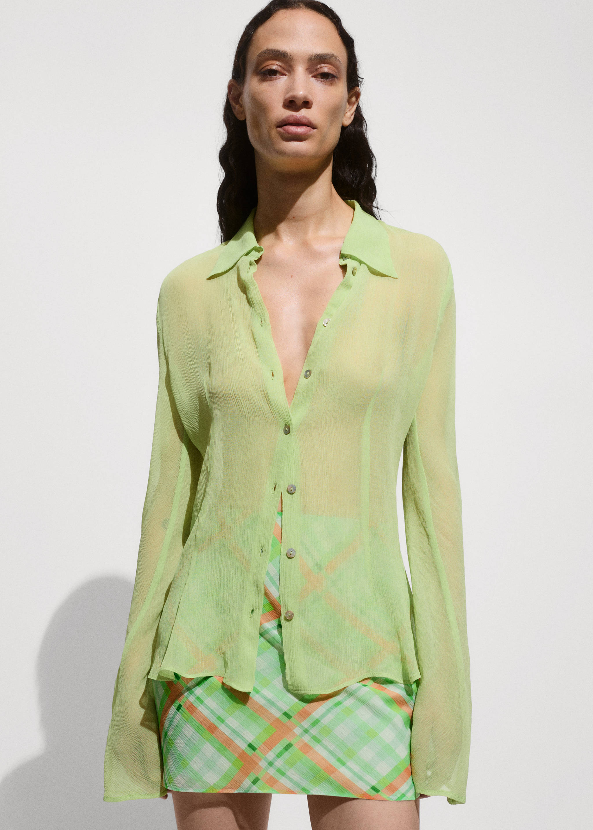 Check-print mini-skirt - Details of the article 6