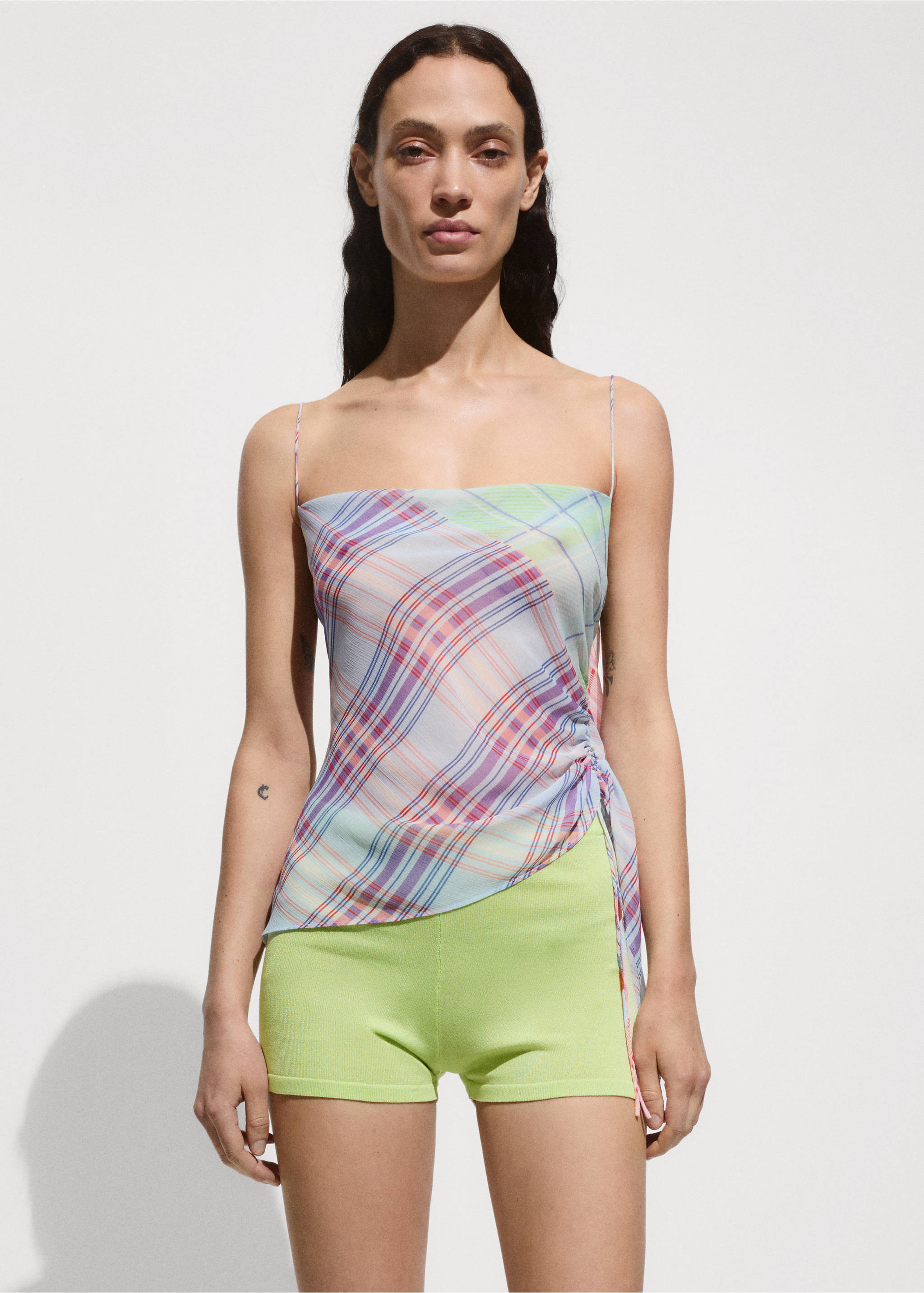 Short skinny maille - Plan moyen, Citron vert. Ref: 77060388-00.