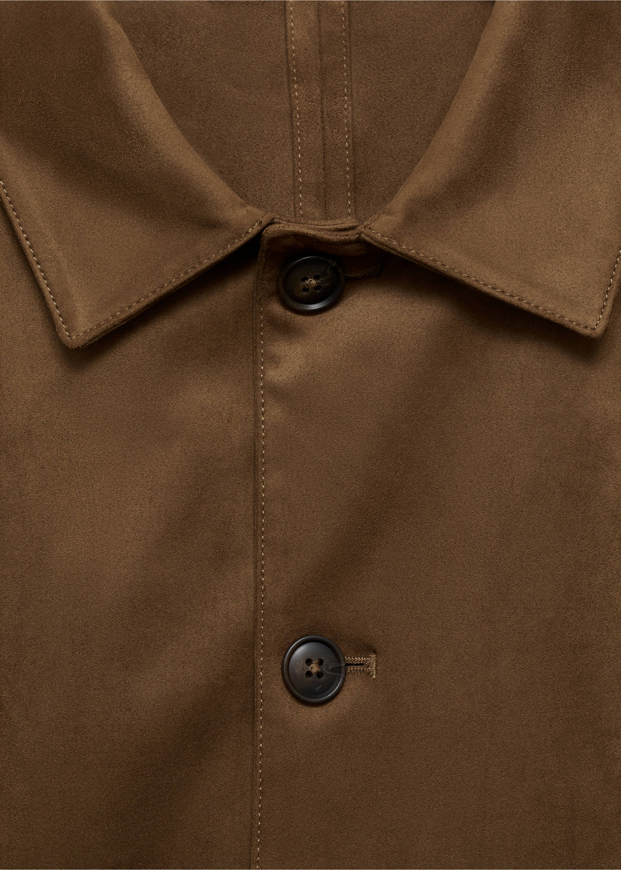Sobrecamisa com efeito de camurça e bolsos - Pormenor do artigo 8, Castanho-médio. Ref: 77060562-00.