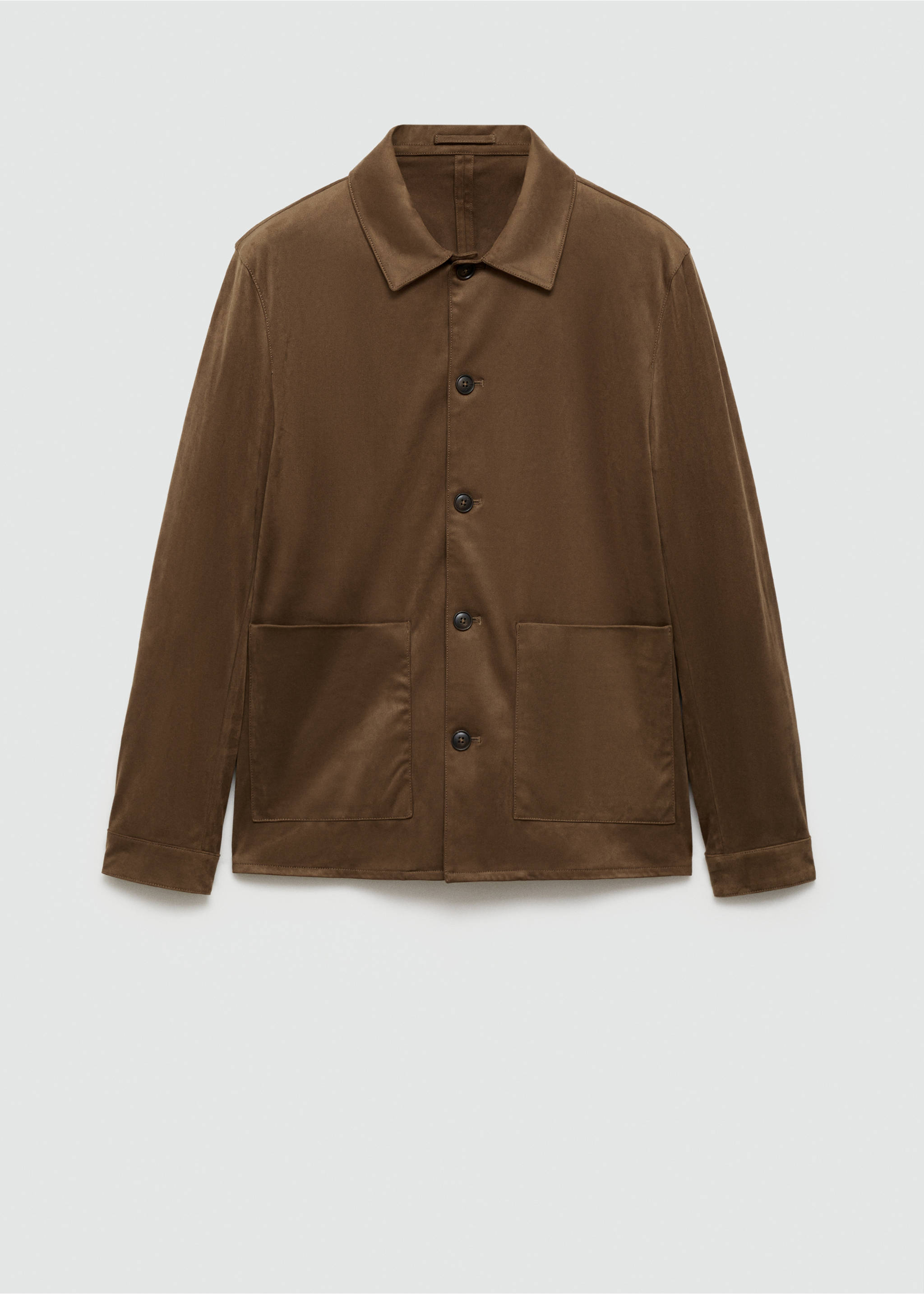 Sobrecamisa com efeito de camurça e bolsos - Artigo sem modelo, Castanho-médio. Ref: 77060562-00.