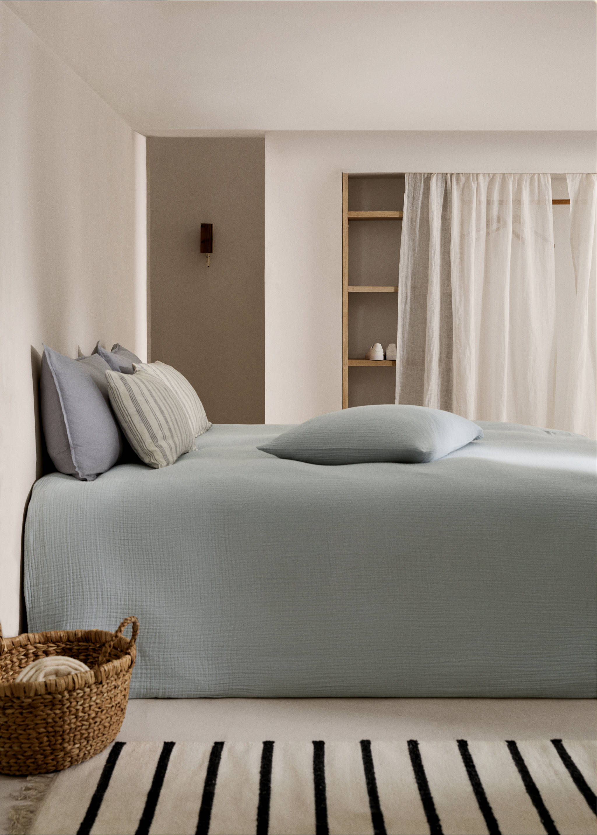 Cotton gauze duvet cover for 135 cm bed - General plane, Aqua Green. Ref: 77060572-00.
