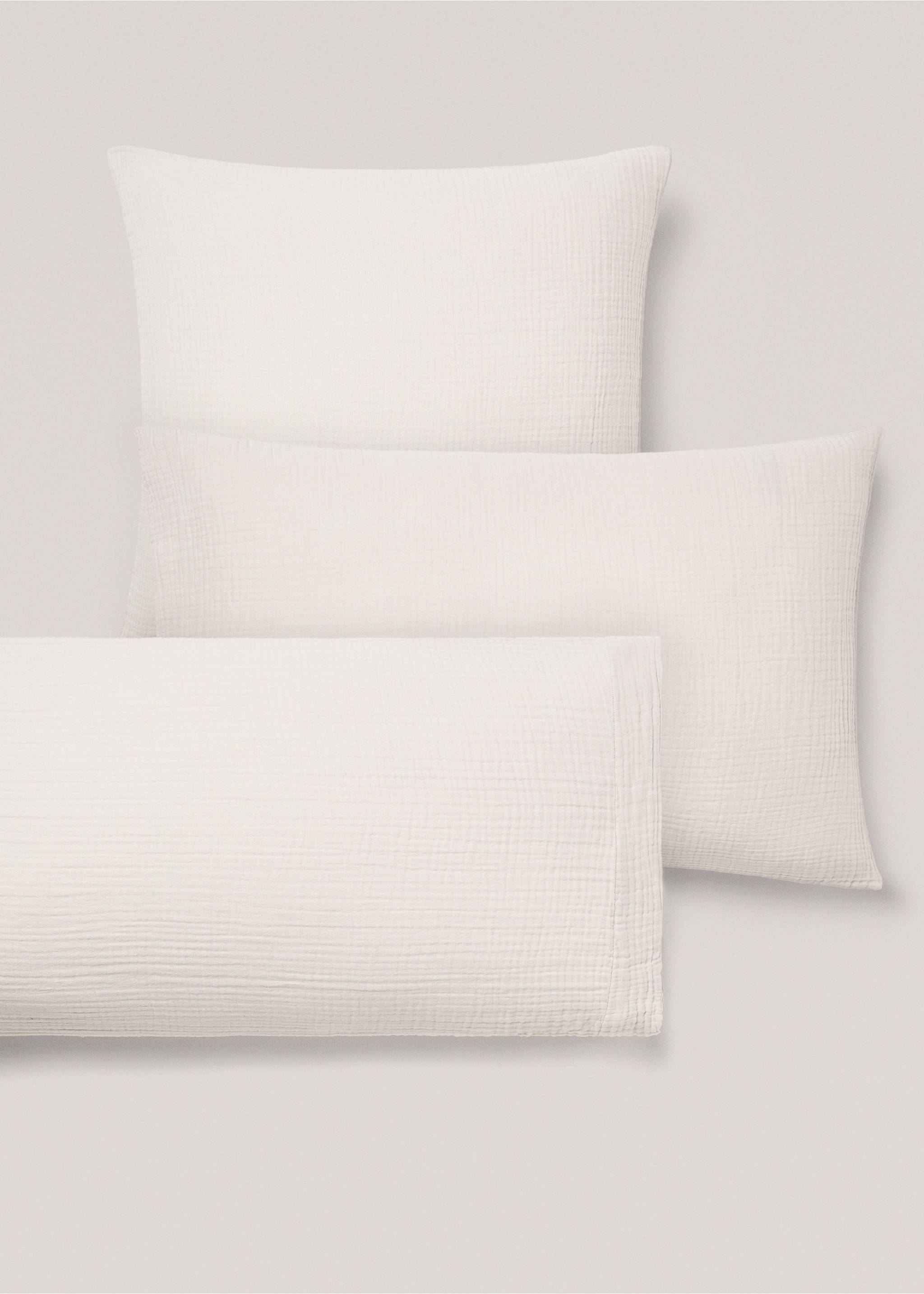 Cotton gauze pillow case 50x75cm - Details of the article 4, Light Heather Grey. Ref: 77060573-00.