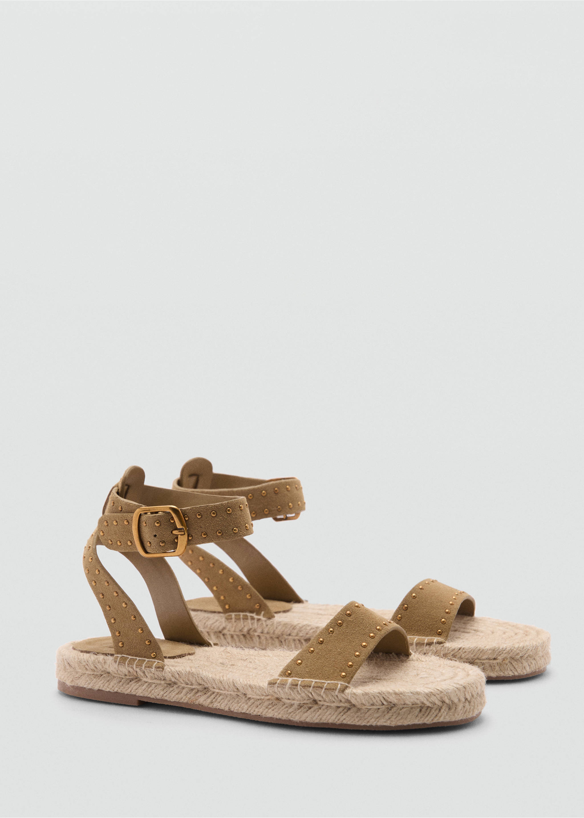 Studded leather sandals - Medium plane, Light/Pastel Brown. Ref: 77060575-00.