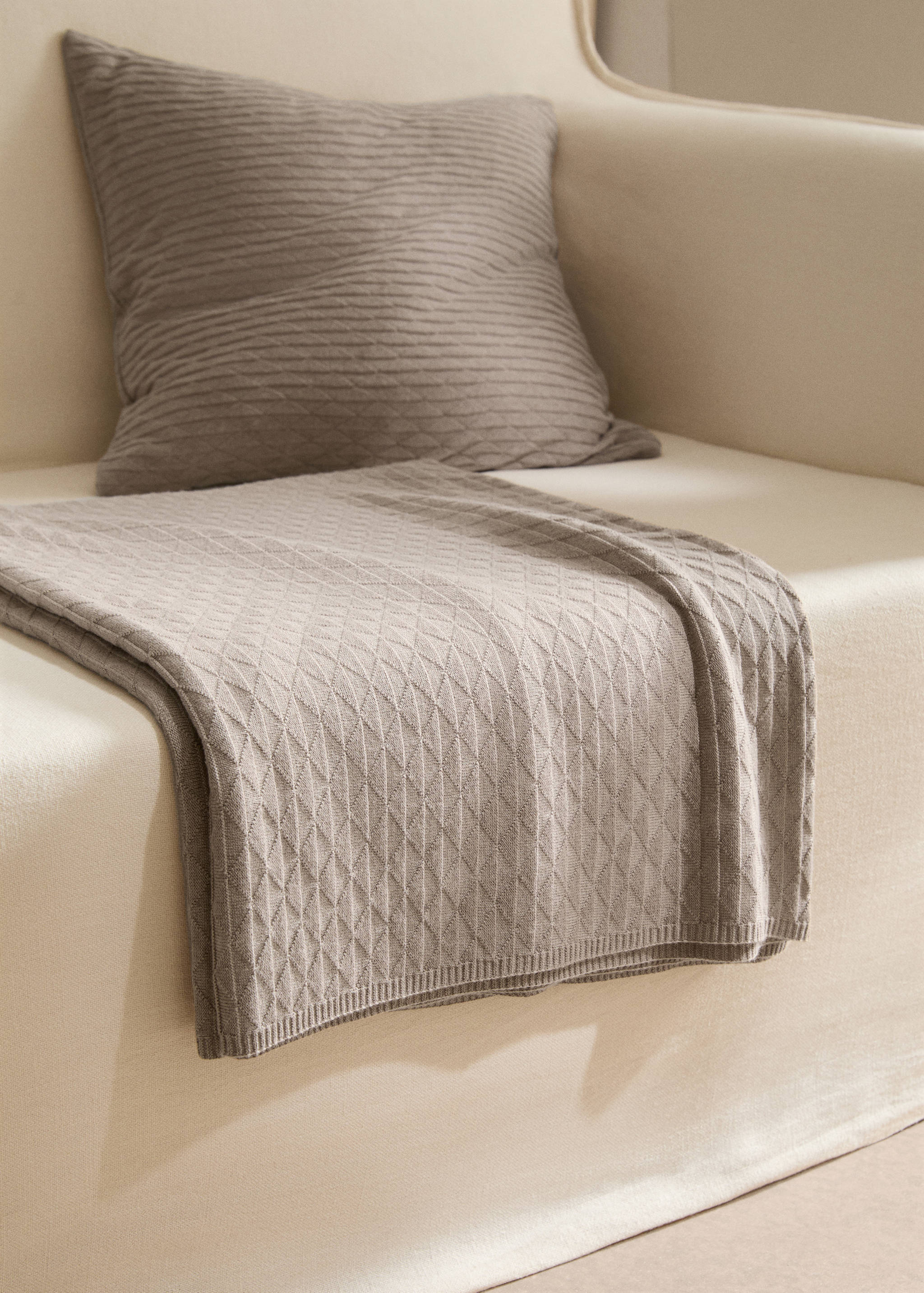 Couverture combinée laine lin losanges - Plan général