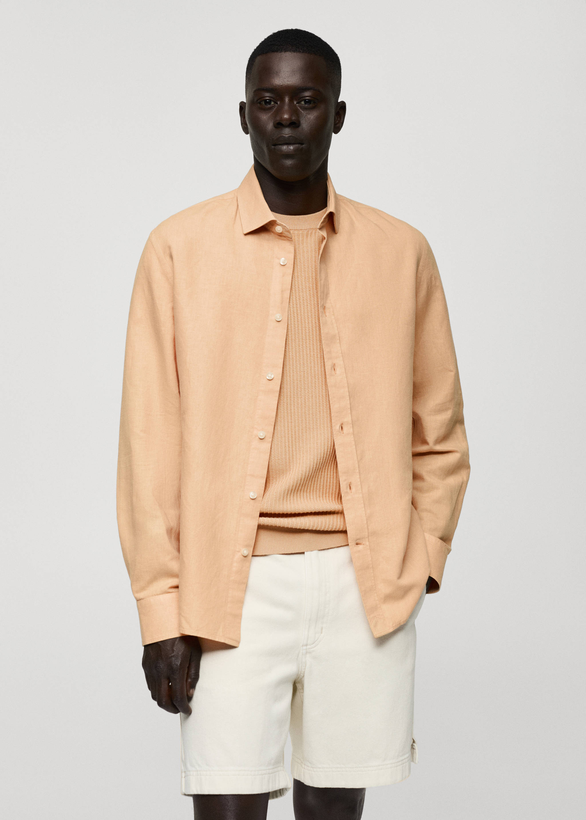 Classic-fit linen-blend shirt - Medium plane