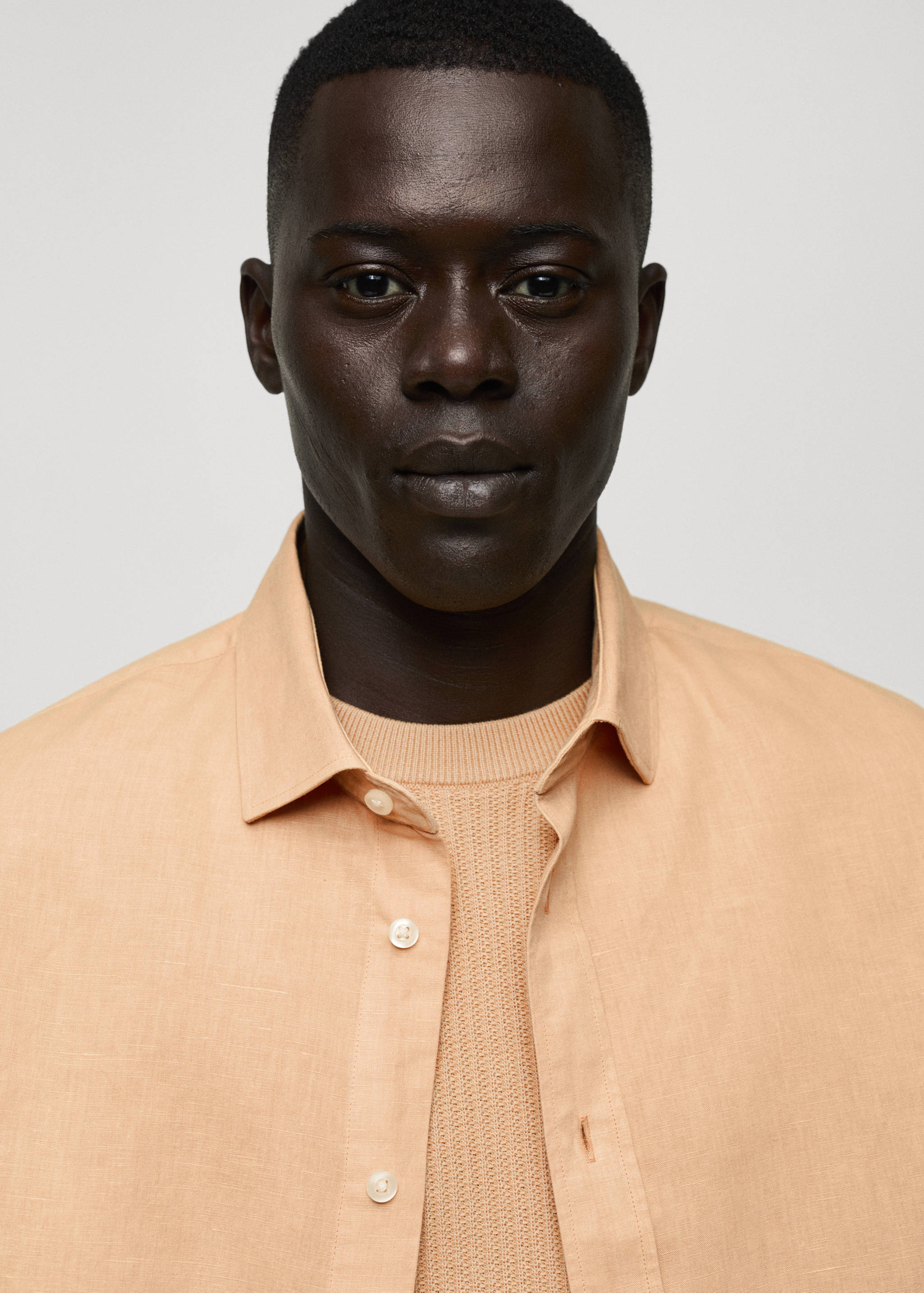 Classic-fit linen-blend shirt - Details of the article 1