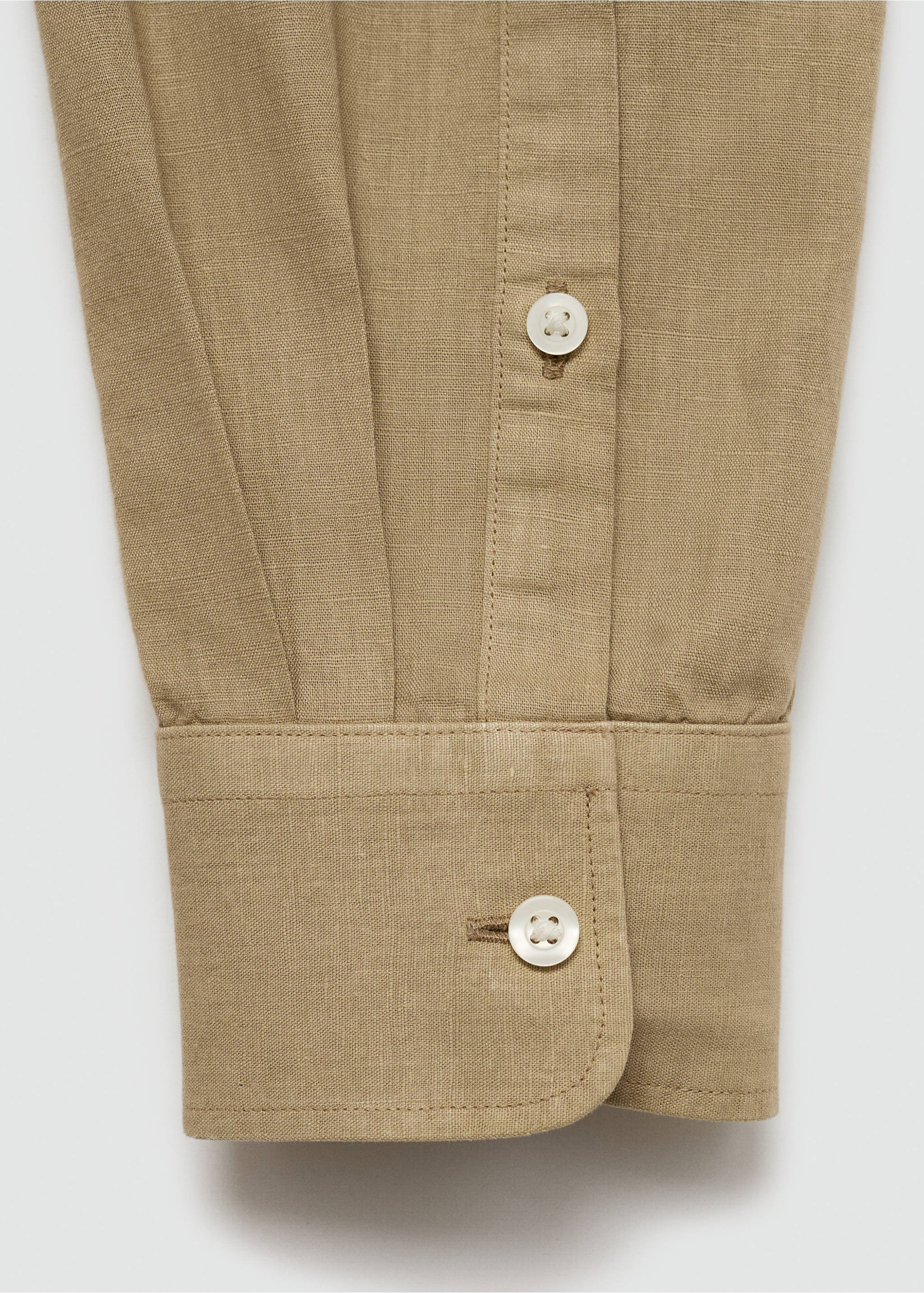 Classic-fit linen-blend shirt - Details of the article 0, Khaki. Ref: 77060583-00.