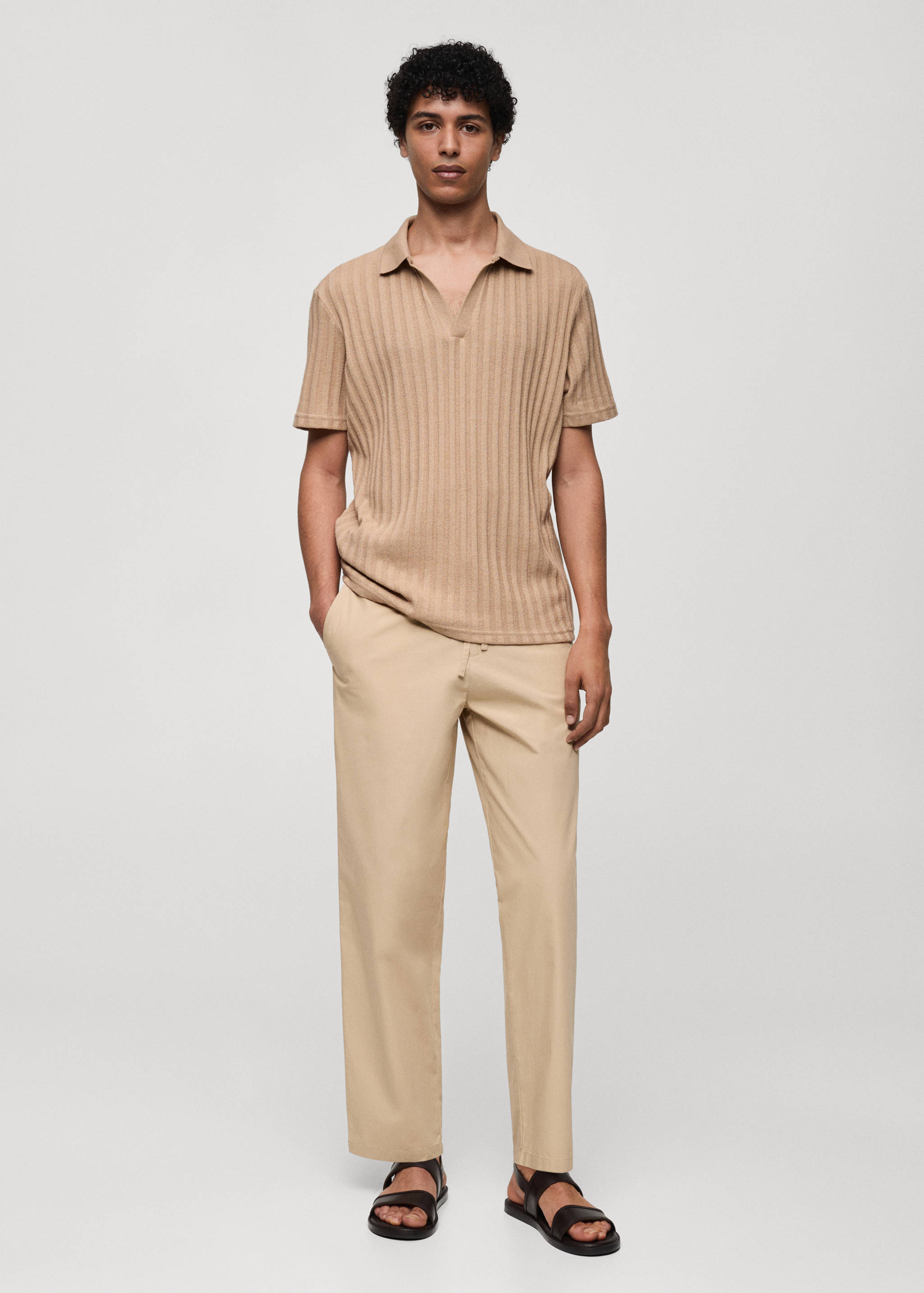 Regular-fit ribbed cotton polo shirt - General plane