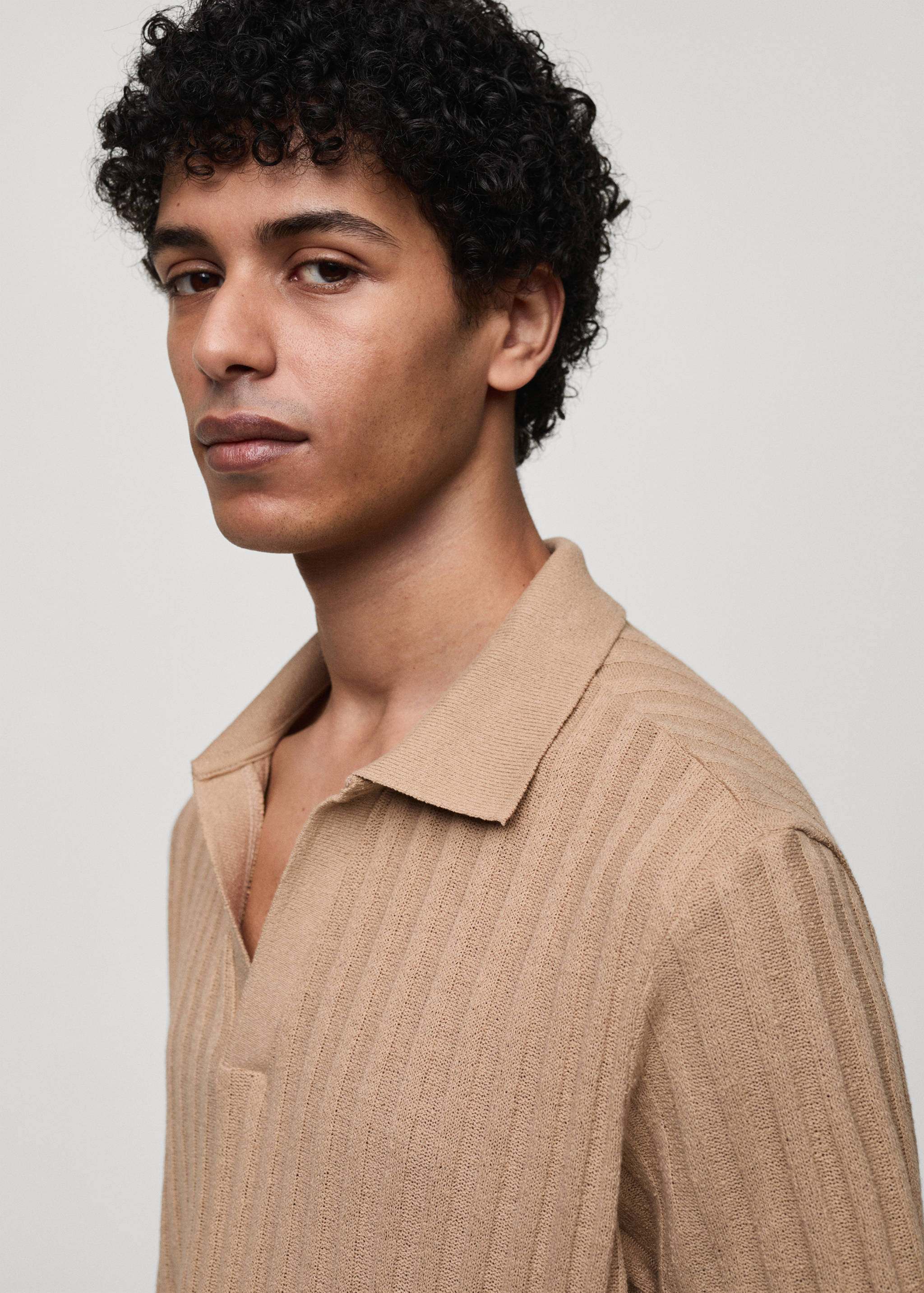 Regular-fit ribbed cotton polo shirt - Details of the article 1