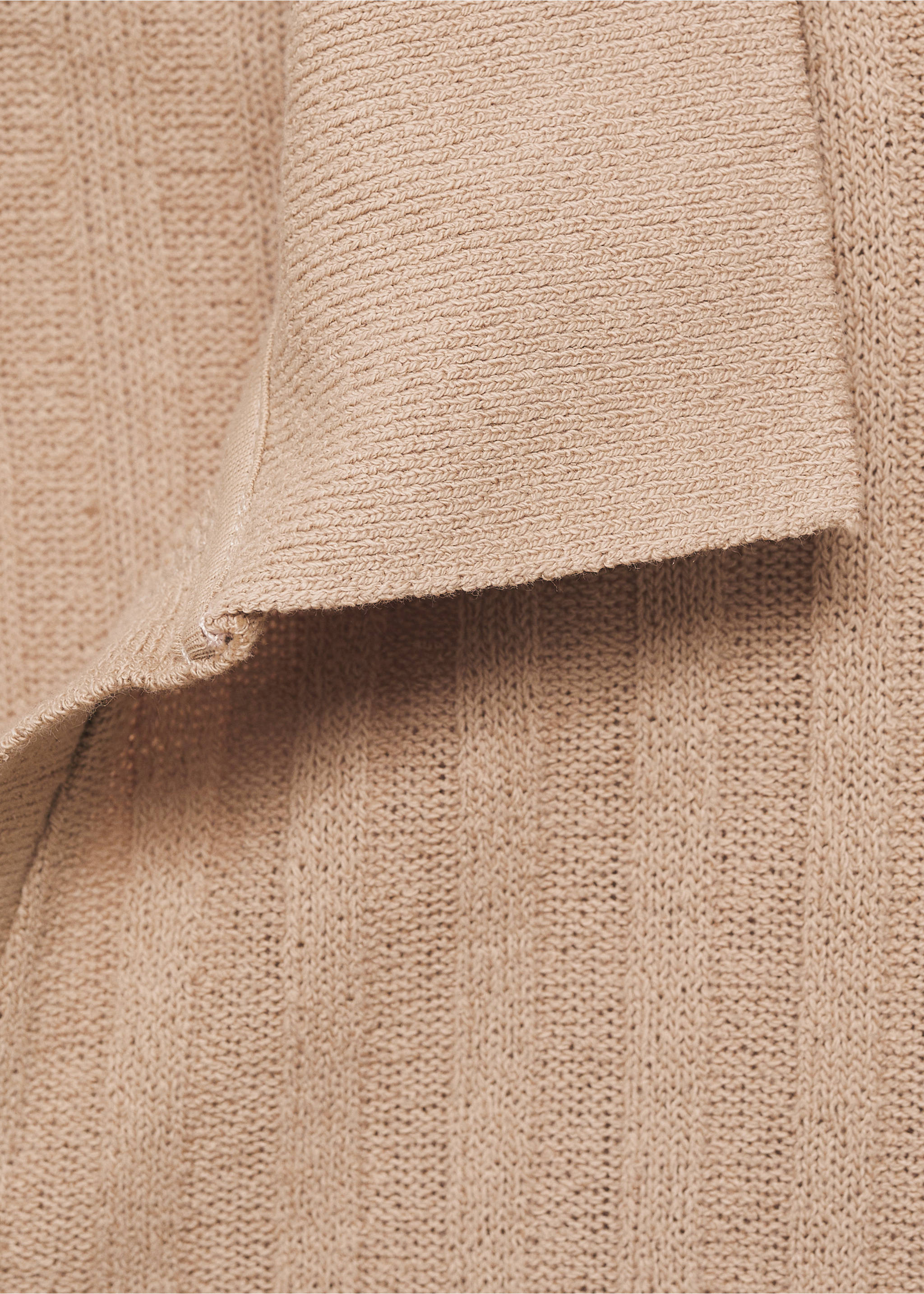 Regular-fit ribbed cotton polo shirt - Details of the article 0, Beige. Ref: 77060588-00.