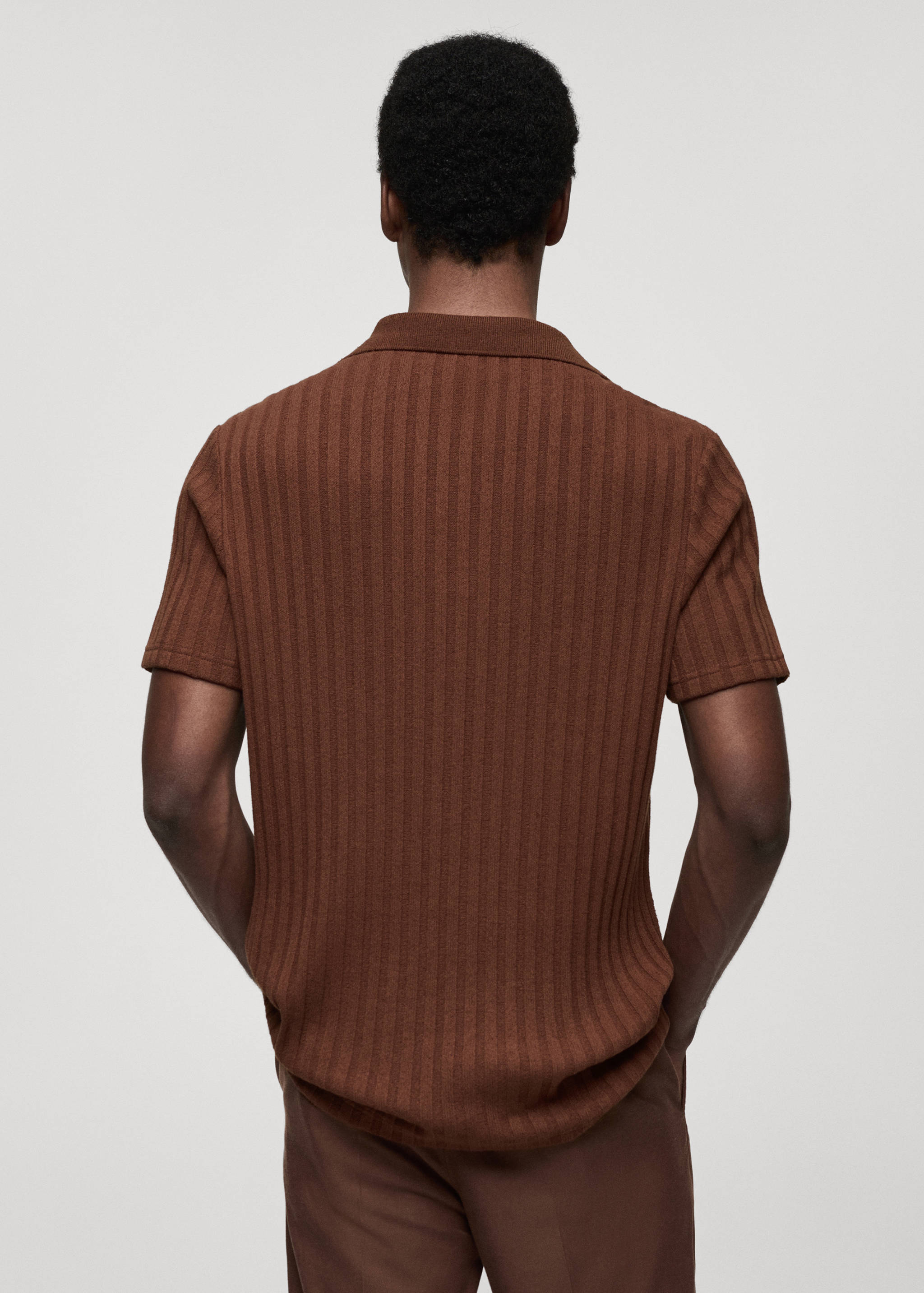 Regular-fit ribbed cotton polo shirt - Reverse of the article