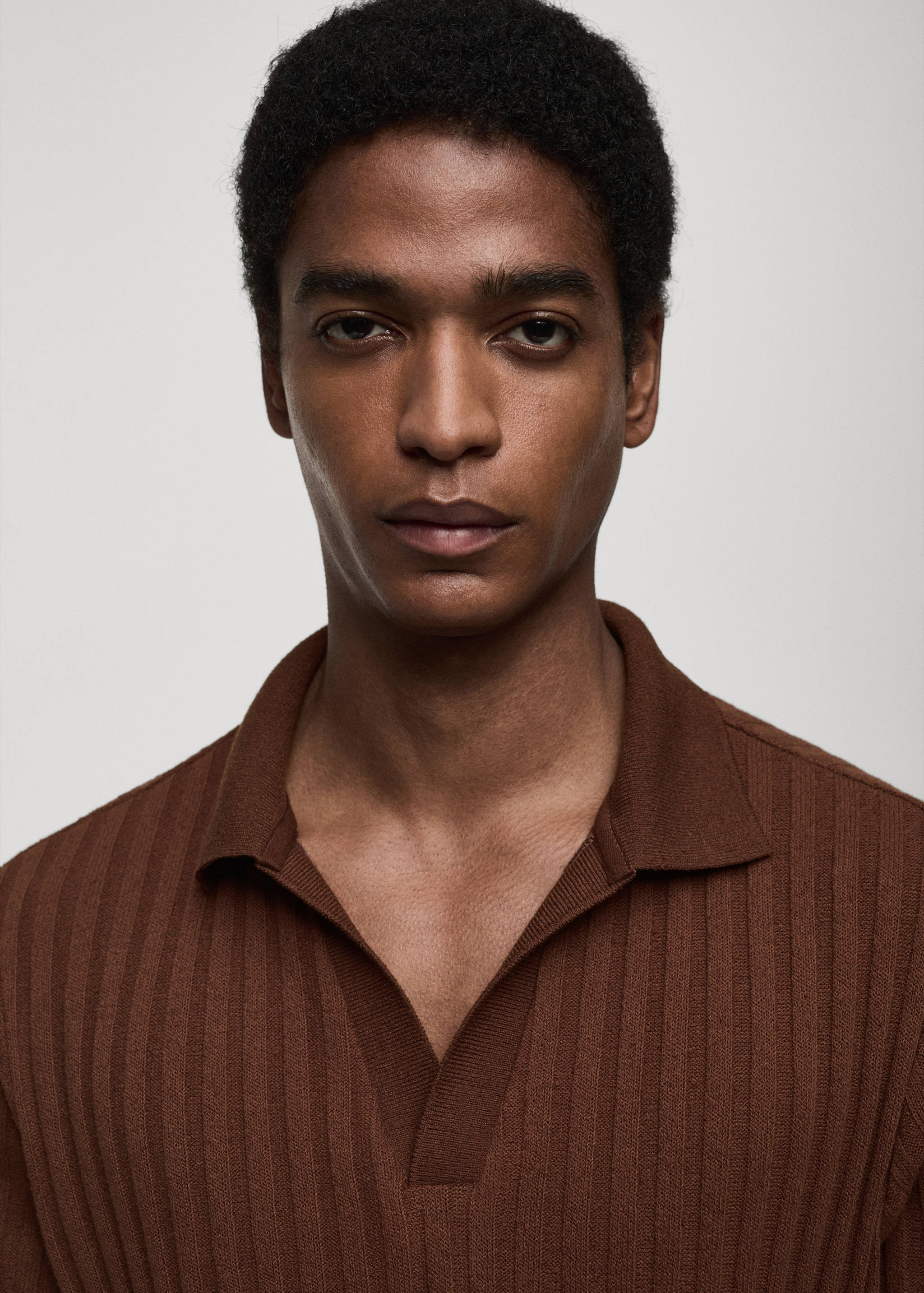 Regular-fit ribbed cotton polo shirt - Details of the article 1