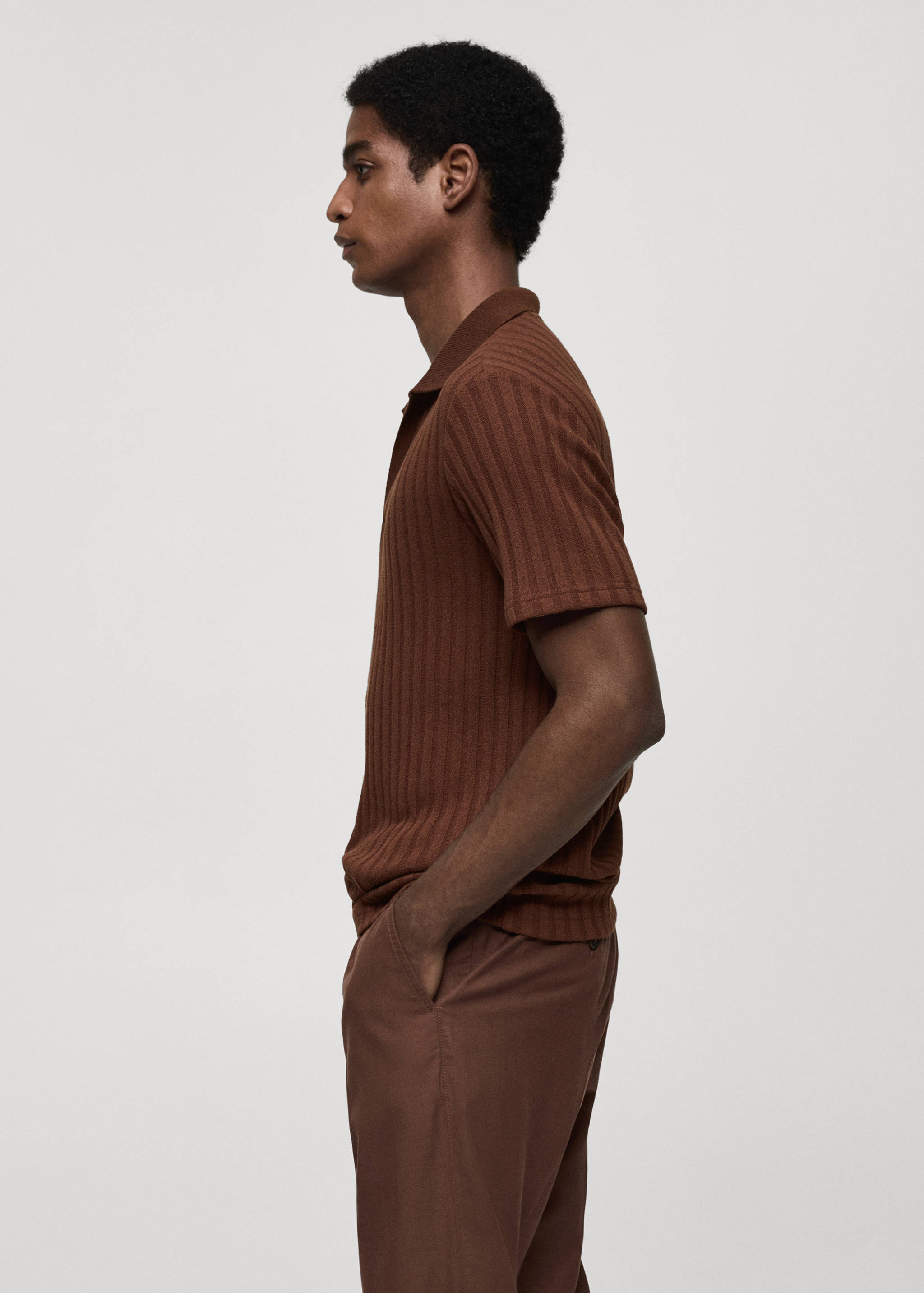 Regular-fit ribbed cotton polo shirt - Details of the article 2
