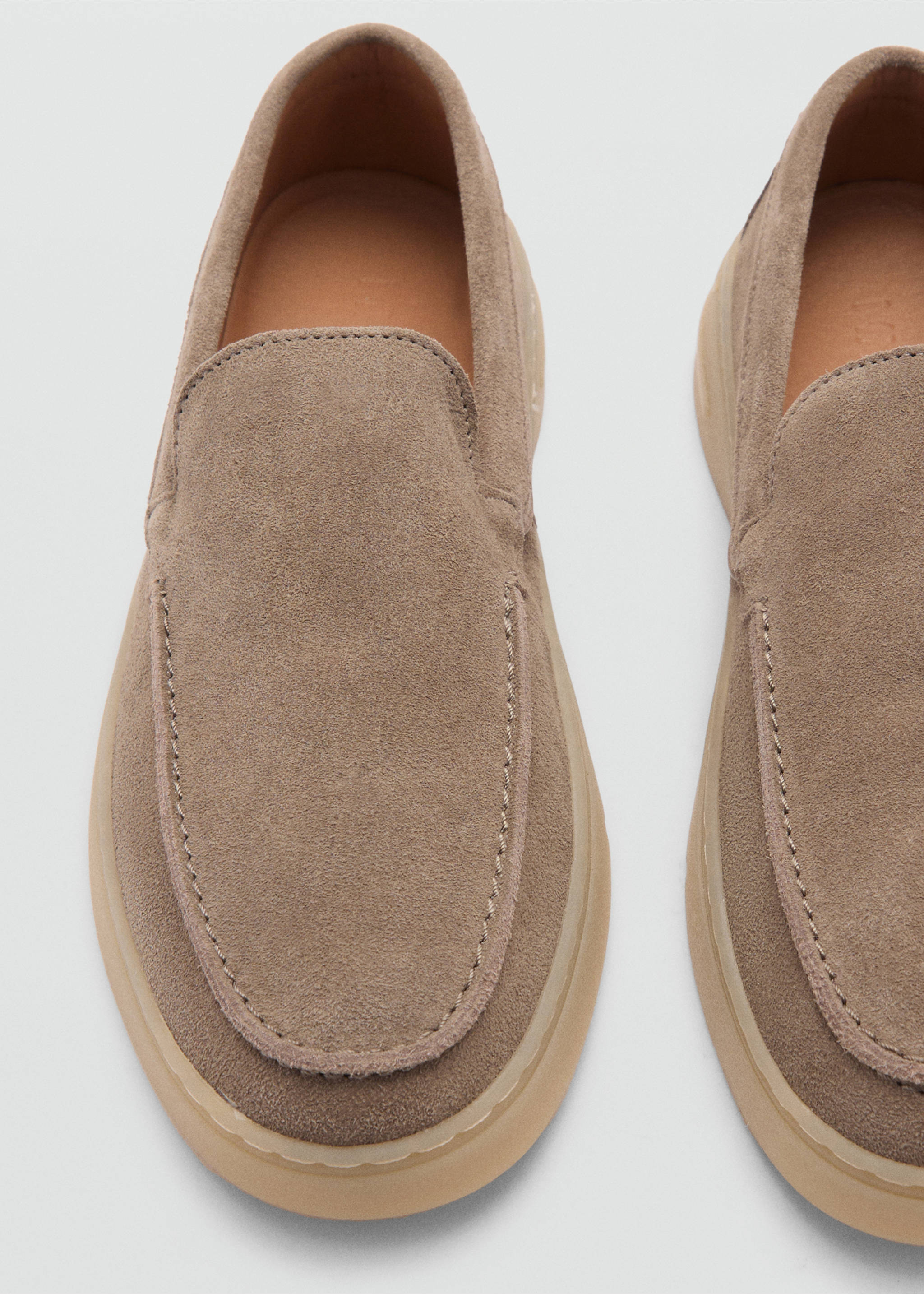 Split leather shoes - Details of the article 2, Medium Brown. Ref: 77060595-00.