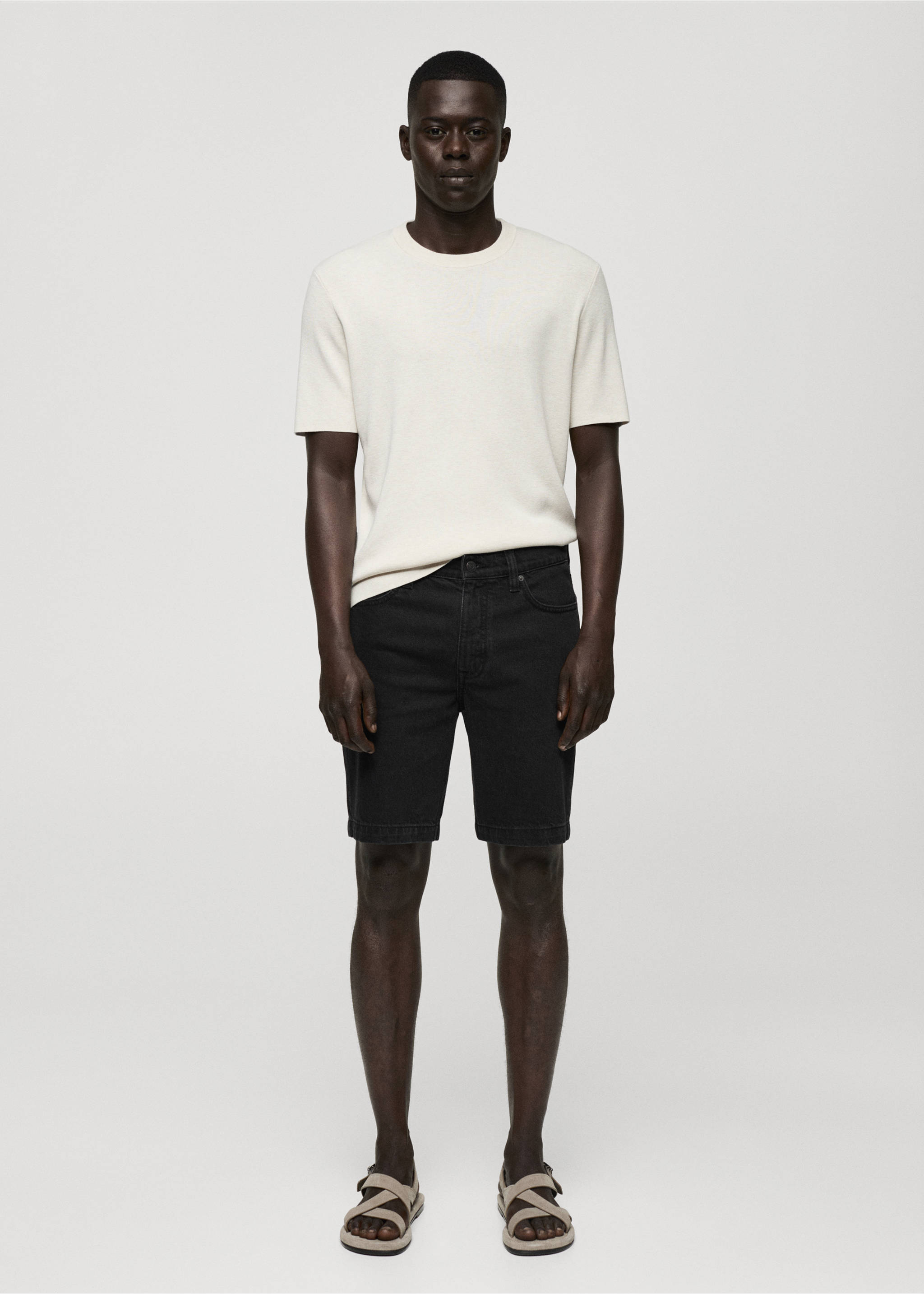 Bermuda jean regular fit - Plan général, Black denim. Ref: 77060596-00.