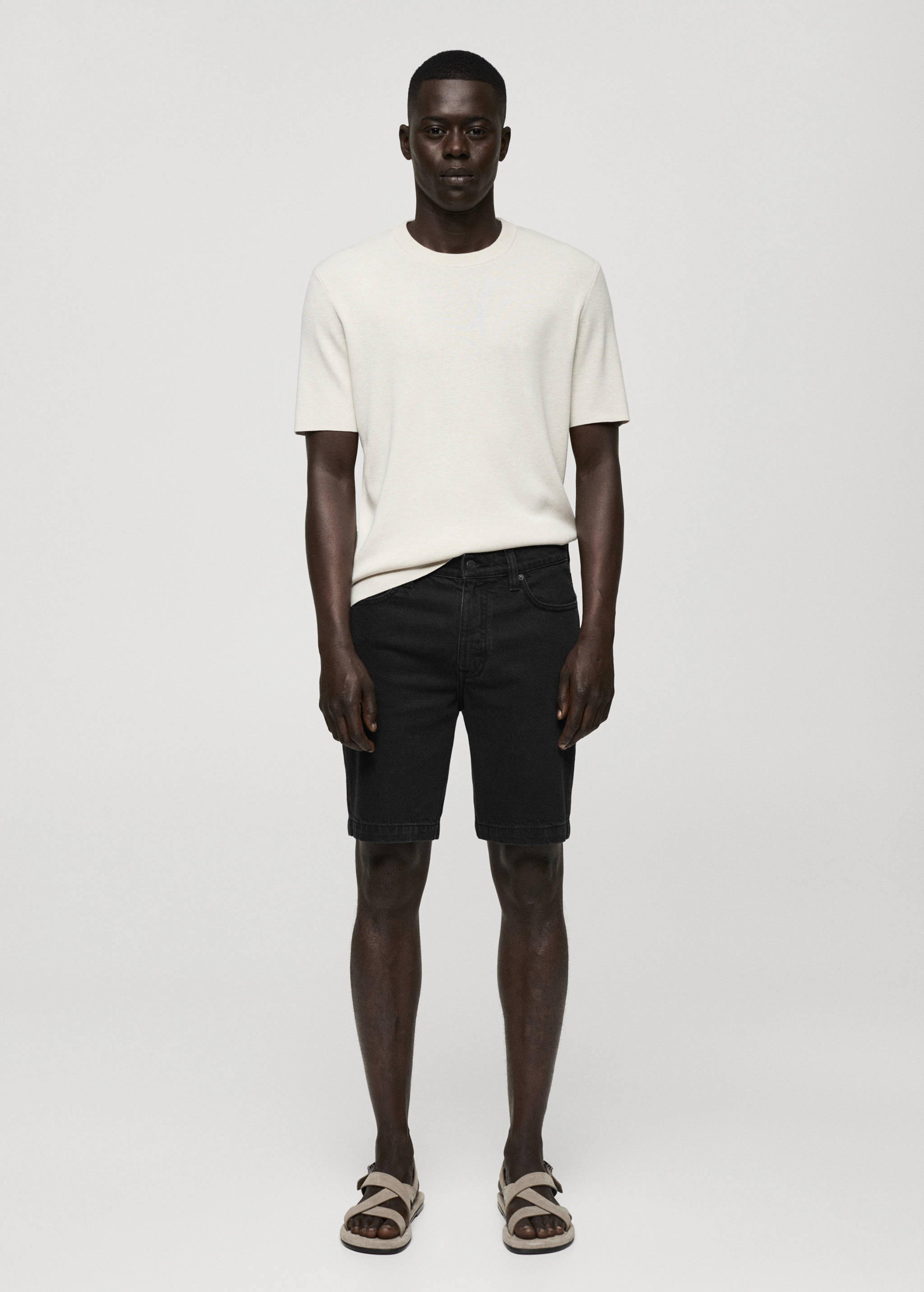 Regular-fit denim bermuda shorts - General plane
