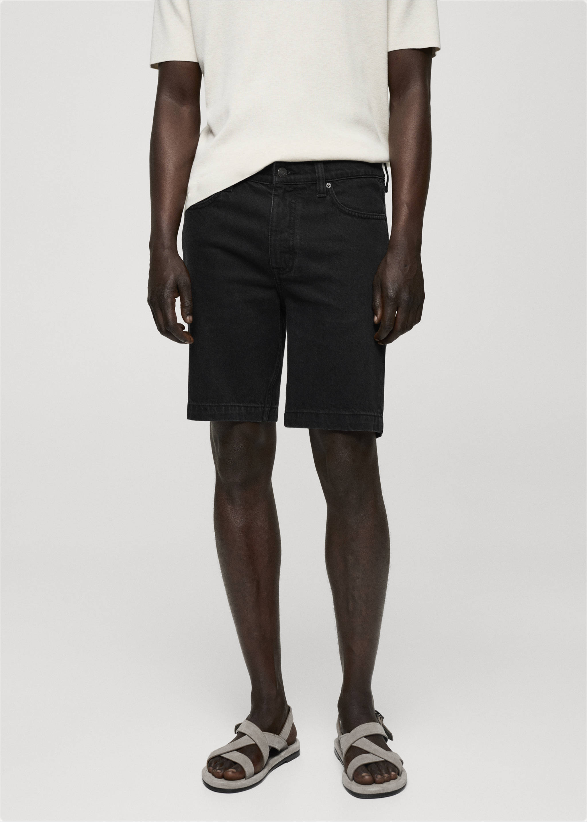 Bermuda jean regular fit - Plan moyen, Black denim. Ref: 77060596-00.
