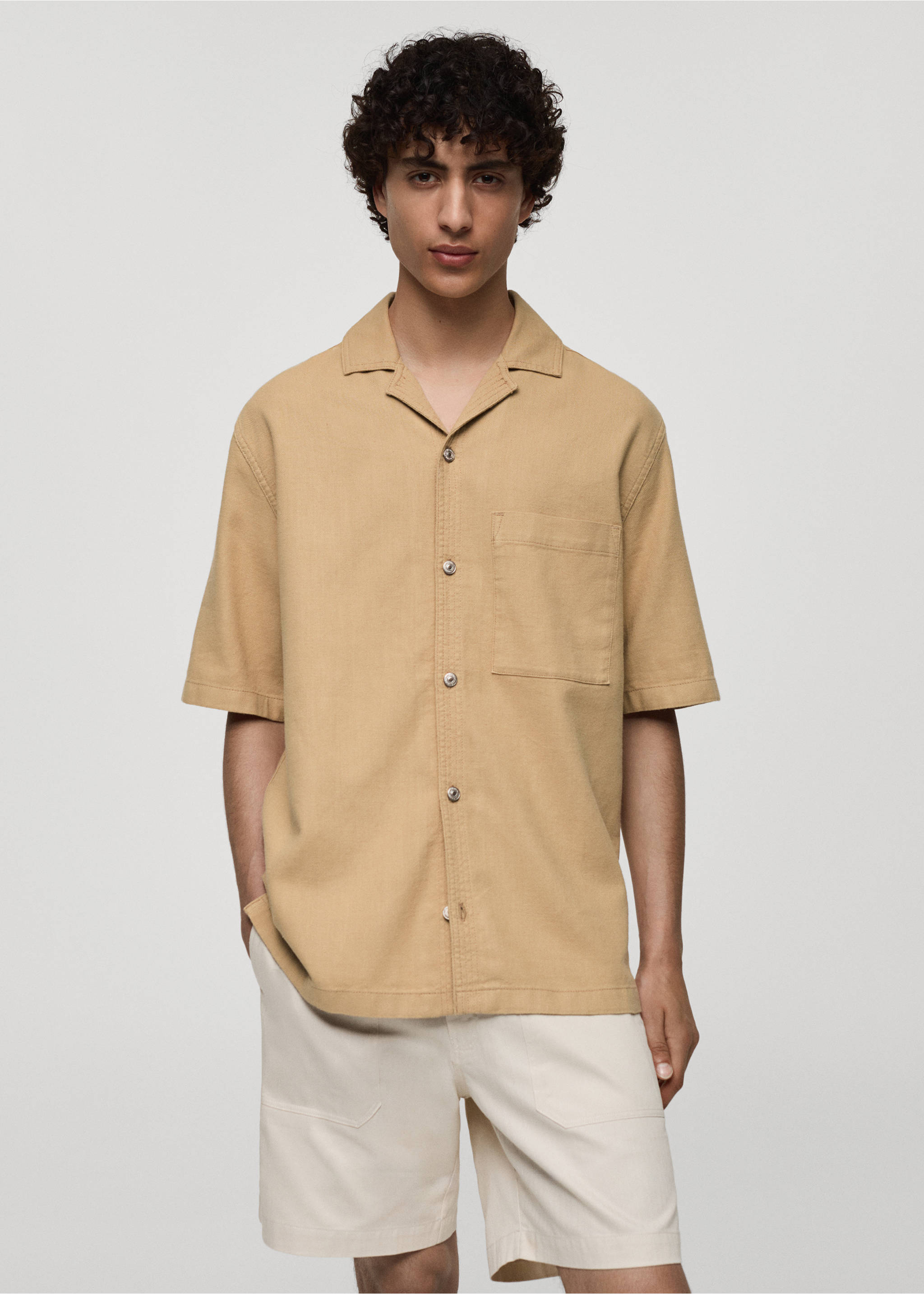 Chemise relaxed-fit coton poche - Plan moyen, Ocre. Ref: 77060599-00.