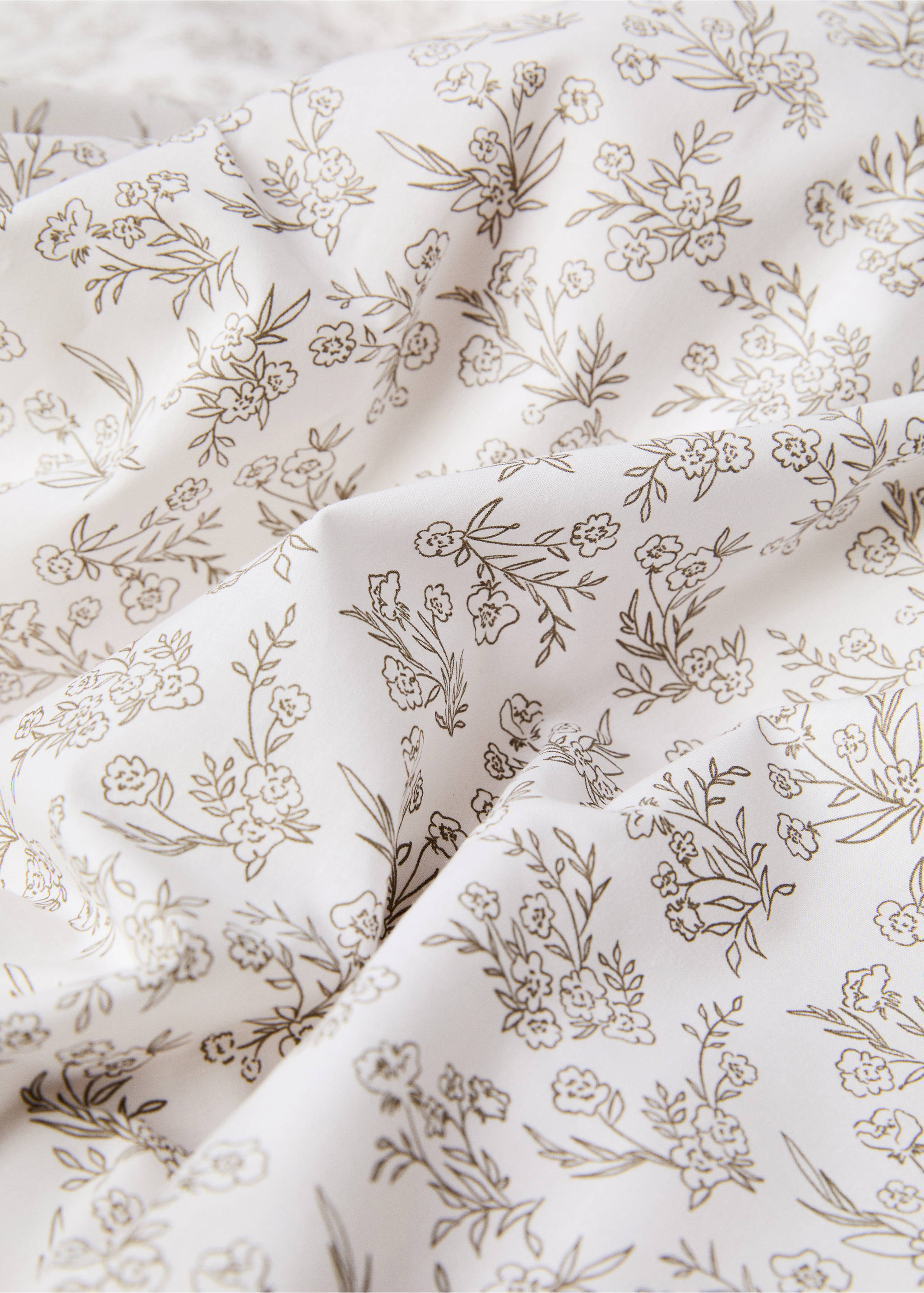 Cotton duvet cover with floral design for king bed - Details of the article 1, Medium Grey. Ref: 77060604-00.