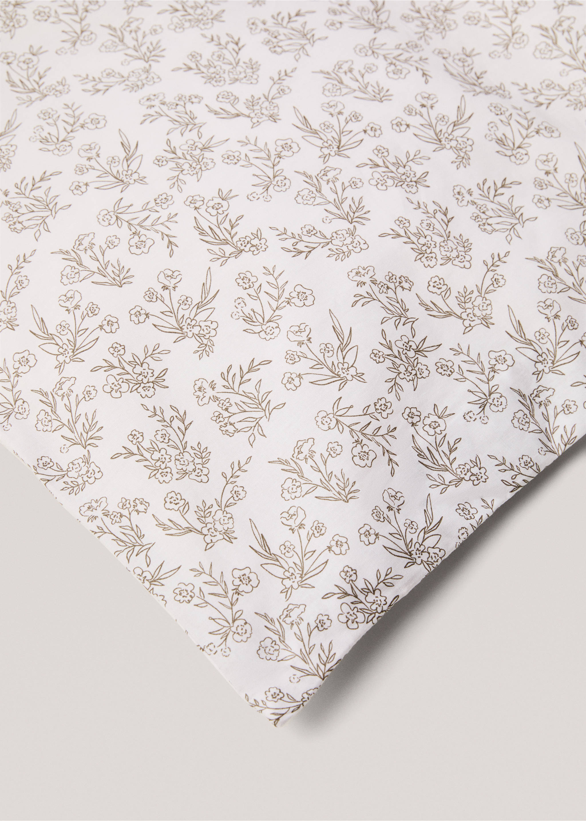 Cotton duvet cover with floral design for king bed - Details of the article 2, Medium Grey. Ref: 77060604-00.