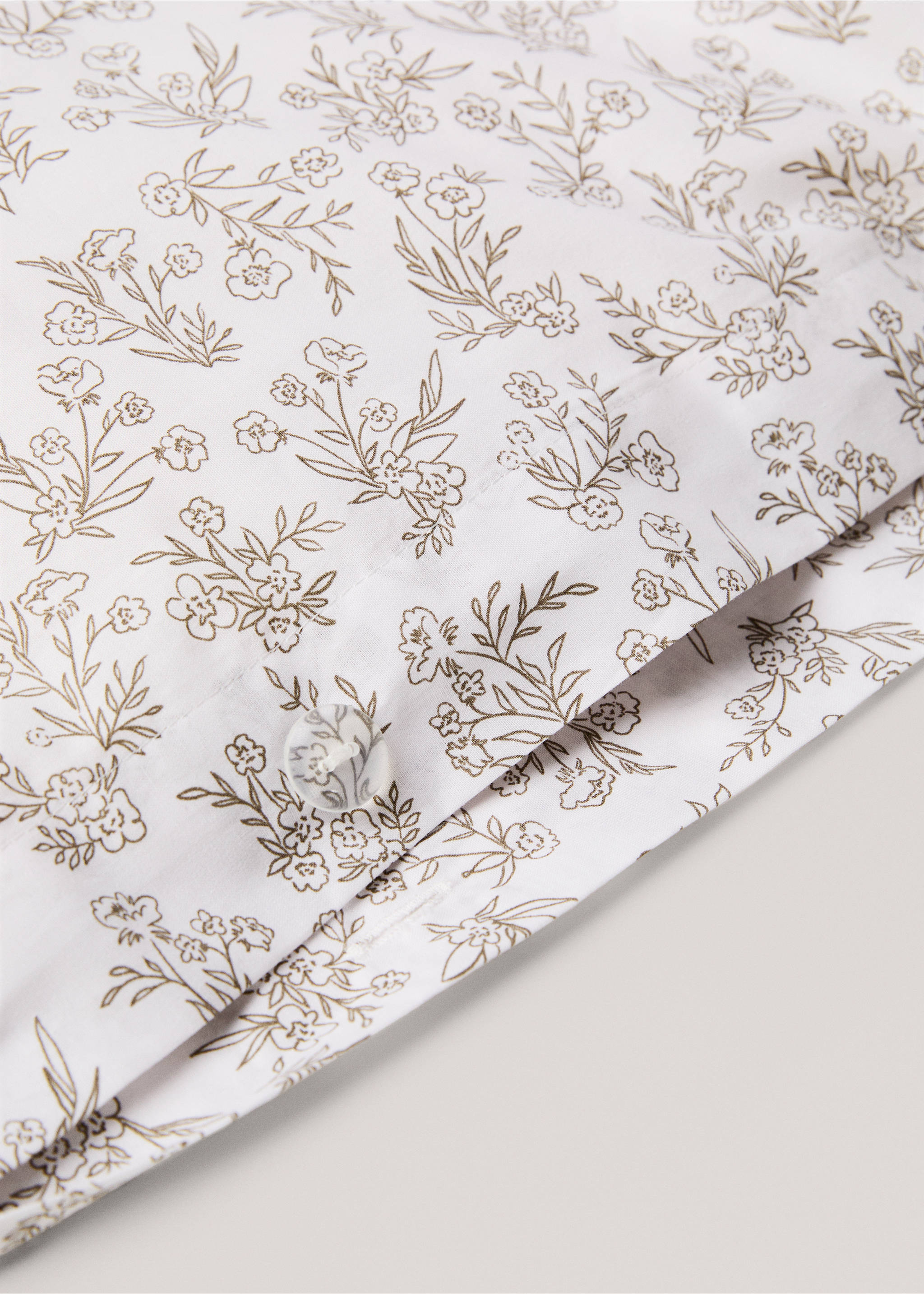 Cotton duvet cover with floral design for king bed - Details of the article 3, Medium Grey. Ref: 77060604-00.