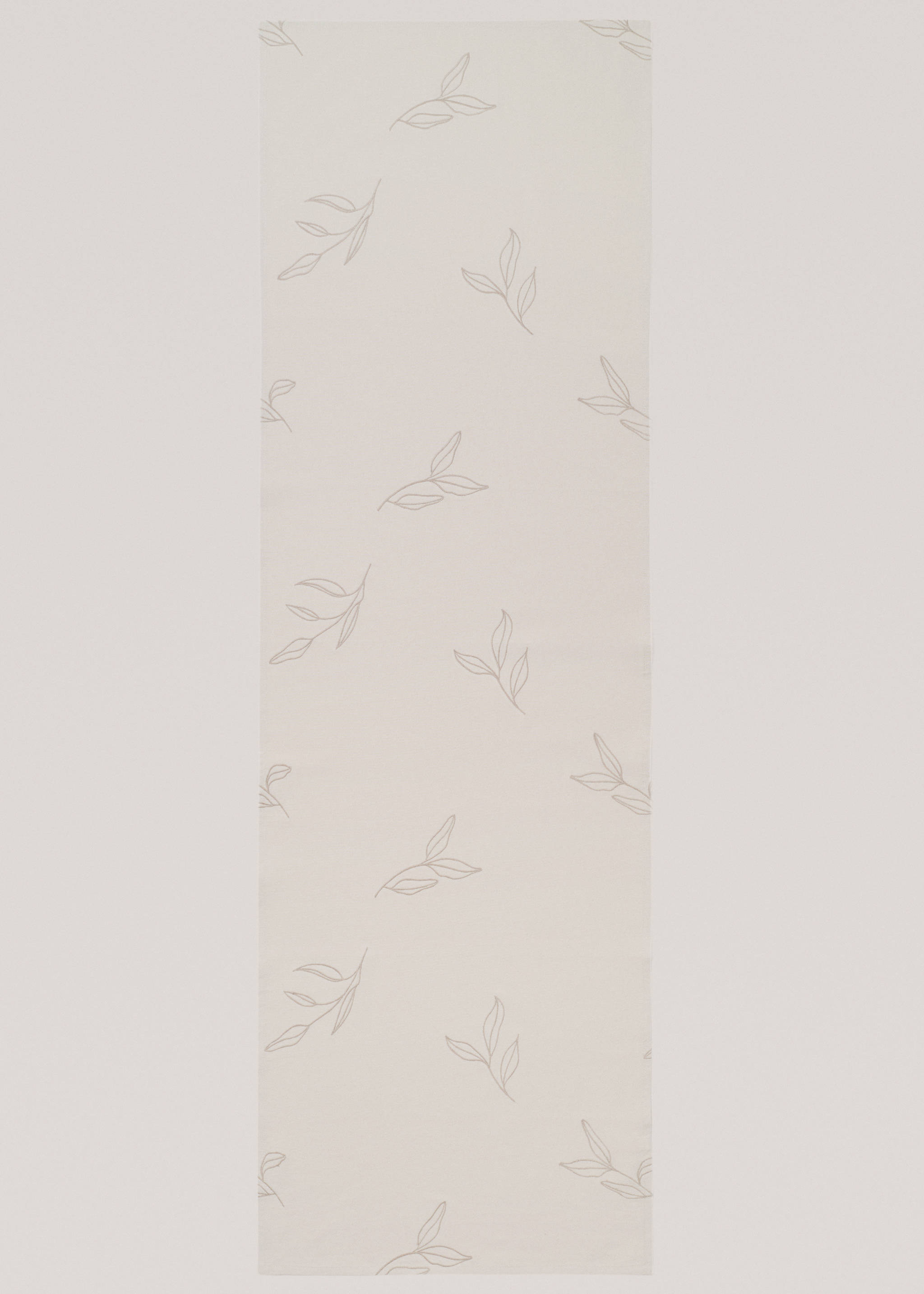 Cotton table runner with embroidered leaves - Article without model