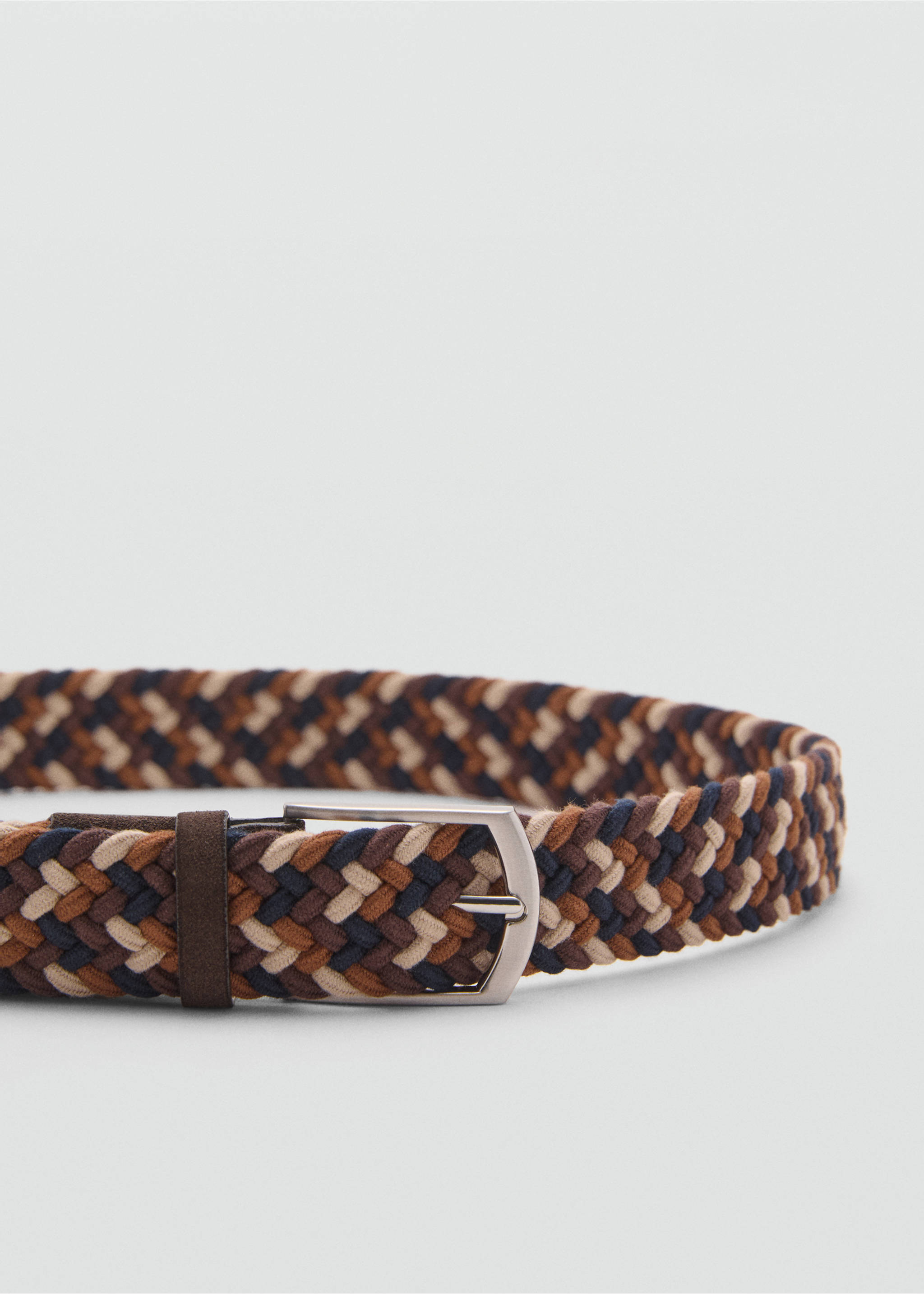 Gekleurde, gevlochten elastische ceintuur - Detail van het artikel 1, Bruin. Ref: 77060619-00.