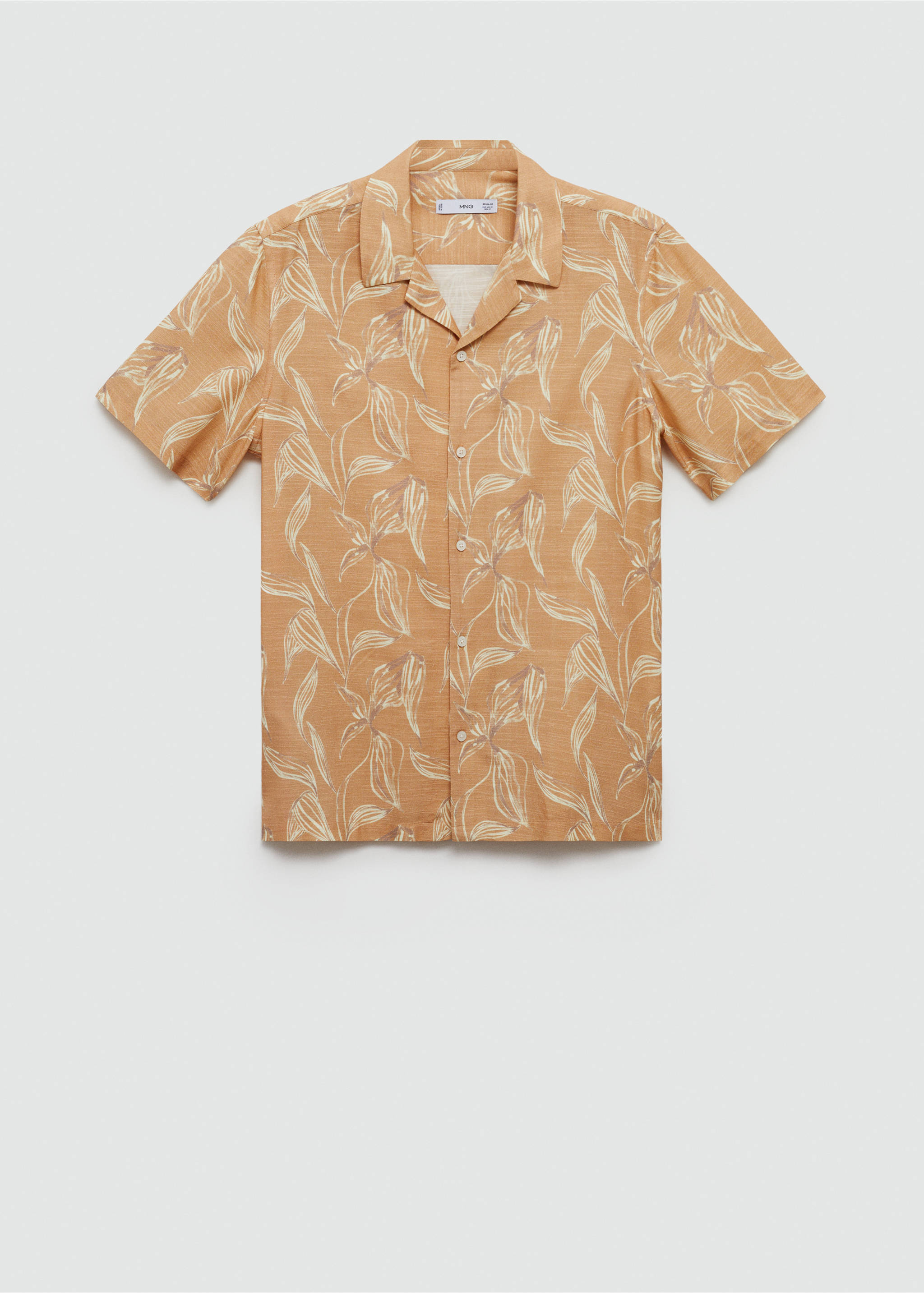 Printed fluid regular-fit shirt - Article without model, Peach. Ref: 77060622-00.