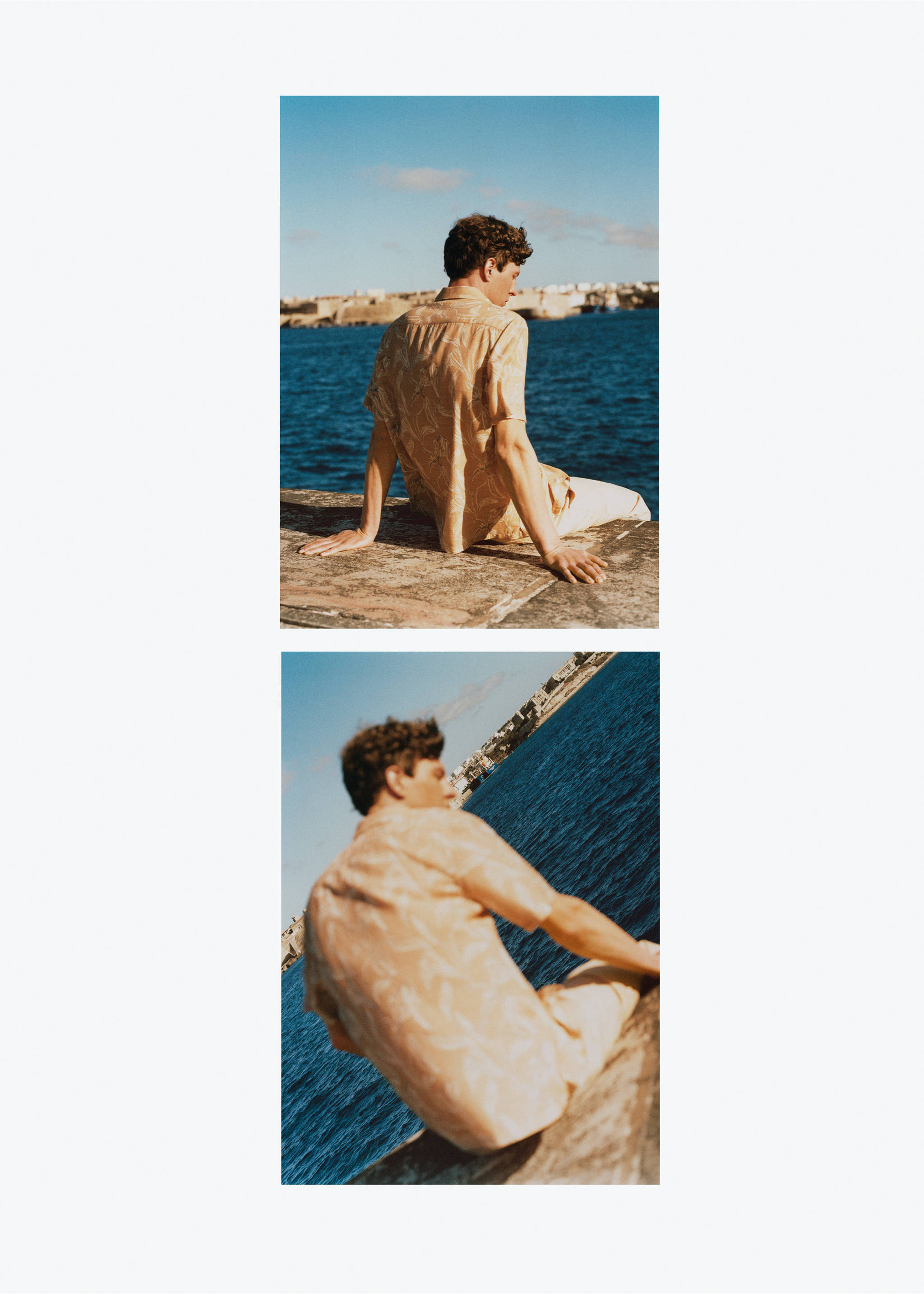 Printed fluid regular-fit shirt - Details of the article 5, Peach. Ref: 77060622-00.