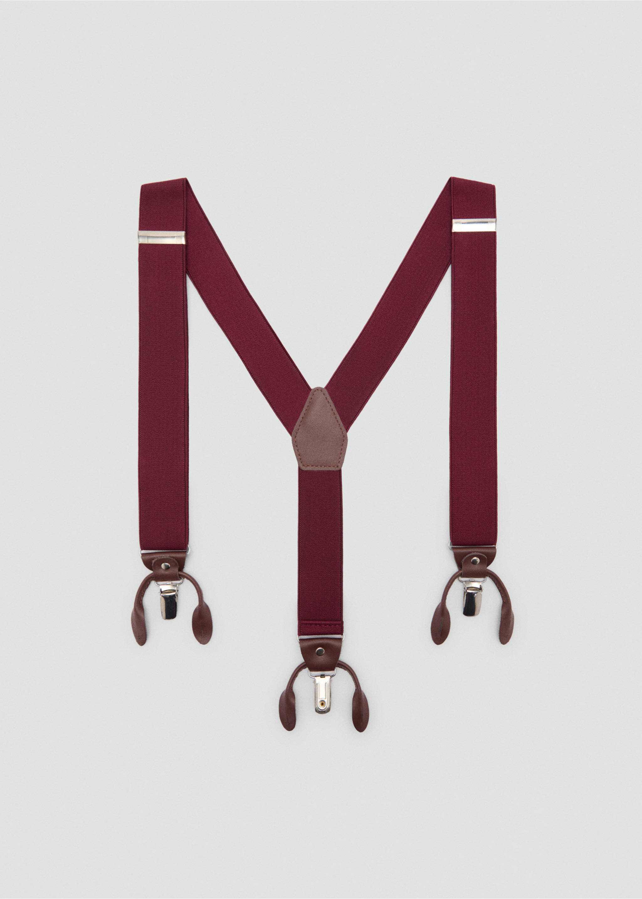 Adjustable elastic straps with leather details - Article without model, Burgundy. Ref: 77060624-00.